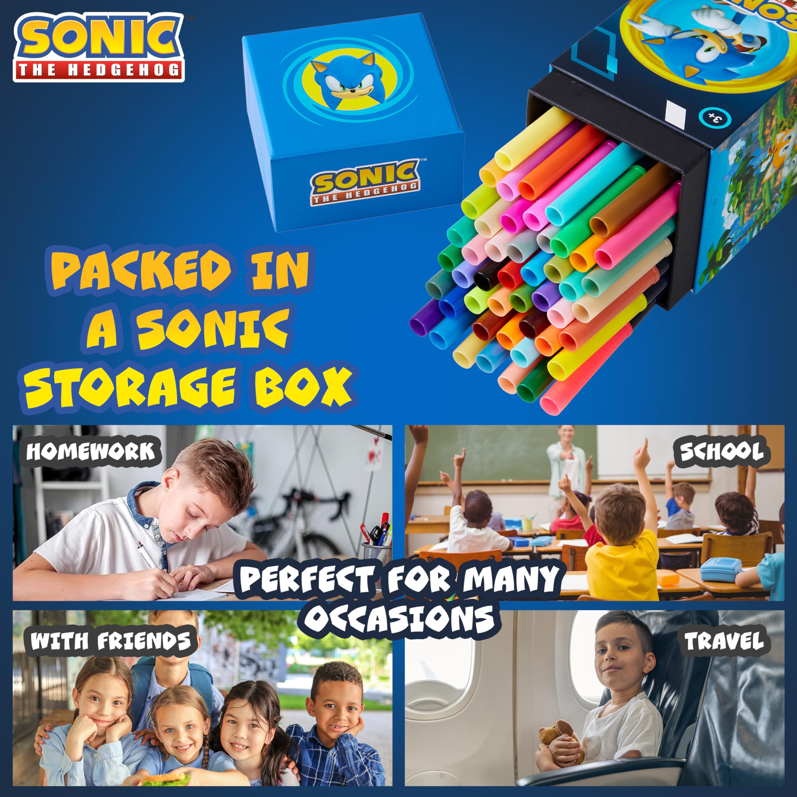 Foto 5 pulgar | Bolígrafos Para Colorear Sonic The Hedgehog 48 Para Niños Con Tinta Lavable - Venta Internacional.