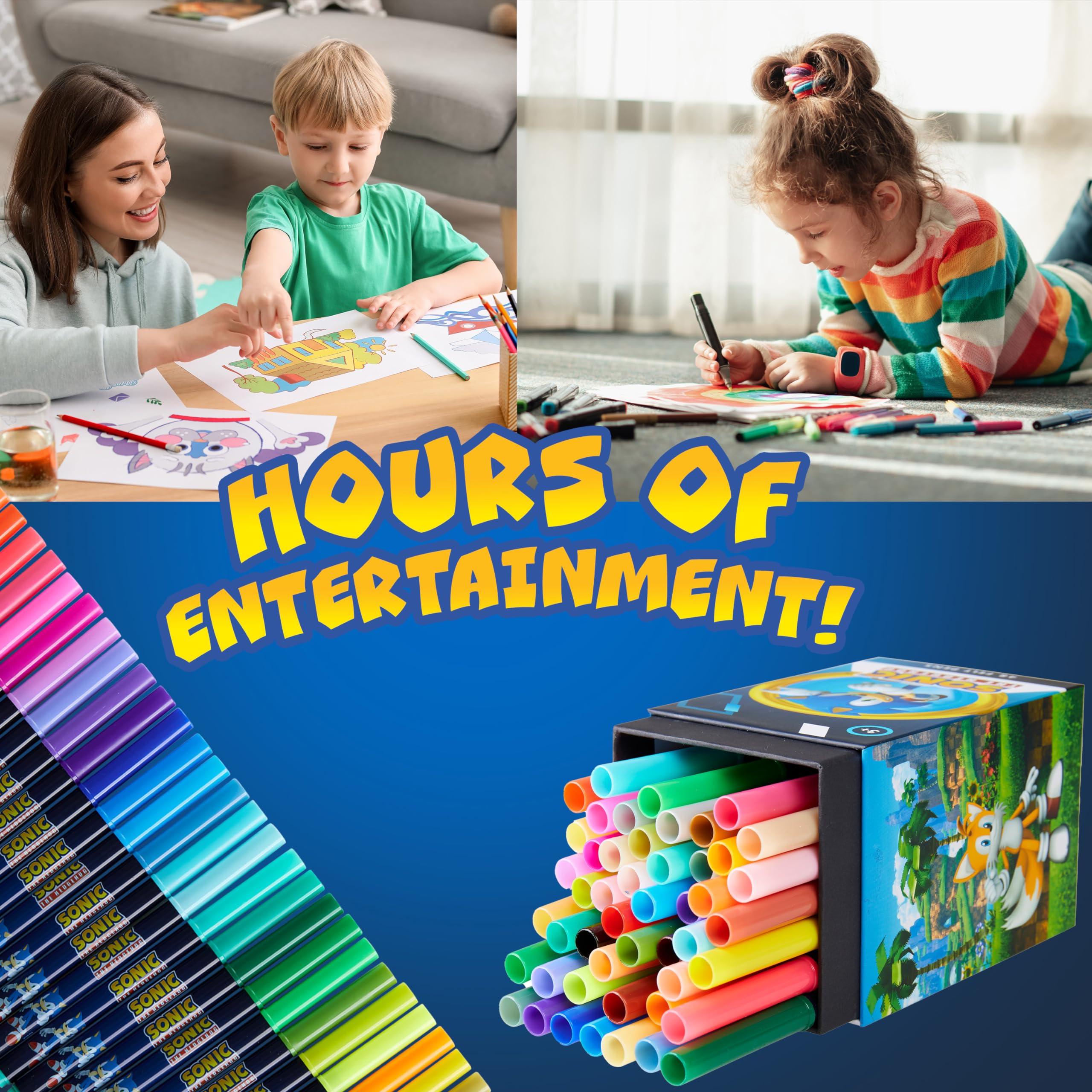 Foto 5 | Bolígrafos Para Colorear Sonic The Hedgehog 48 Para Niños Con Tinta Lavable - Venta Internacional.