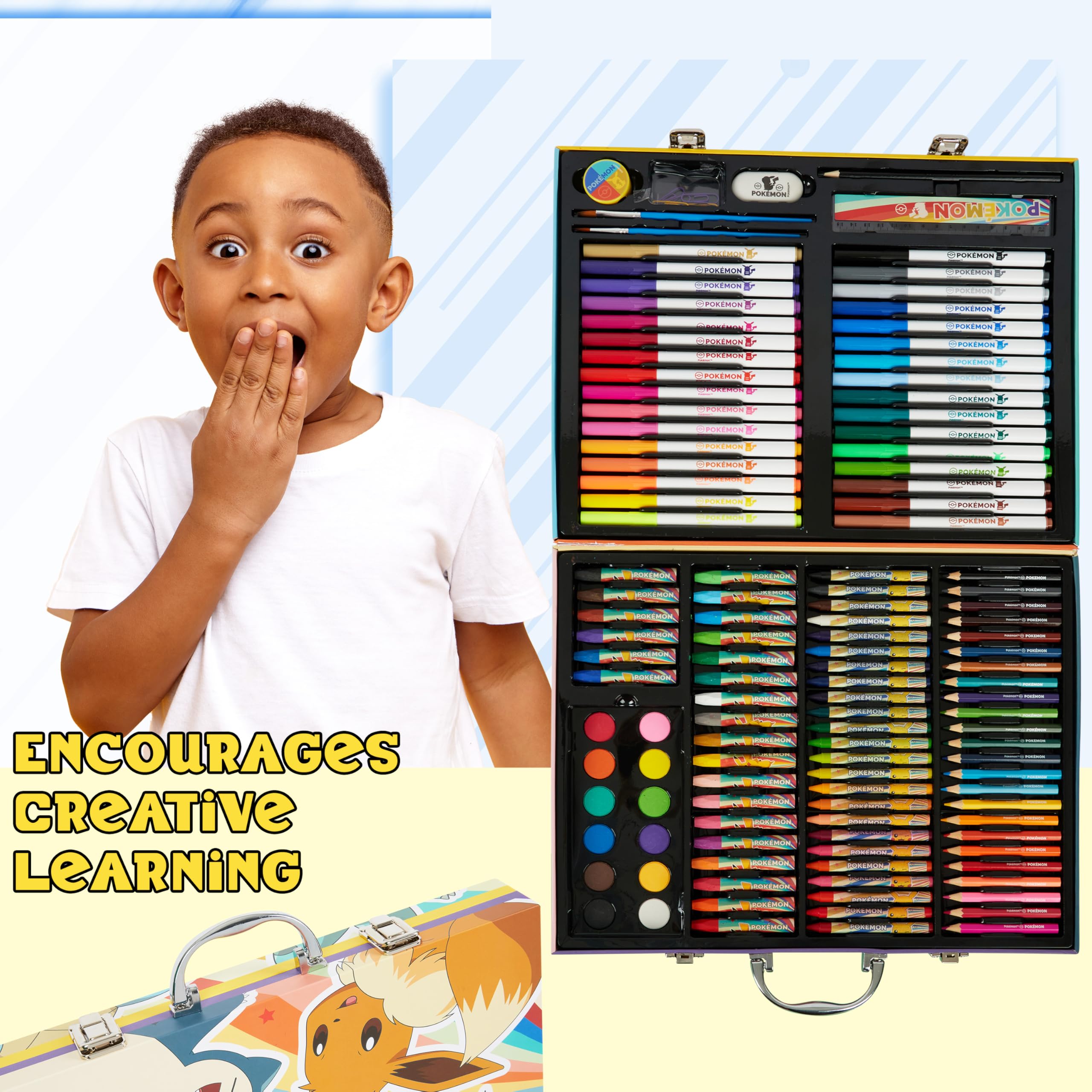 Foto 4 pulgar | Set De Artículos De Arte Pokémon, Más De 40 Unidades, Con Funda De Viaje Para Niños - Venta Internacional.