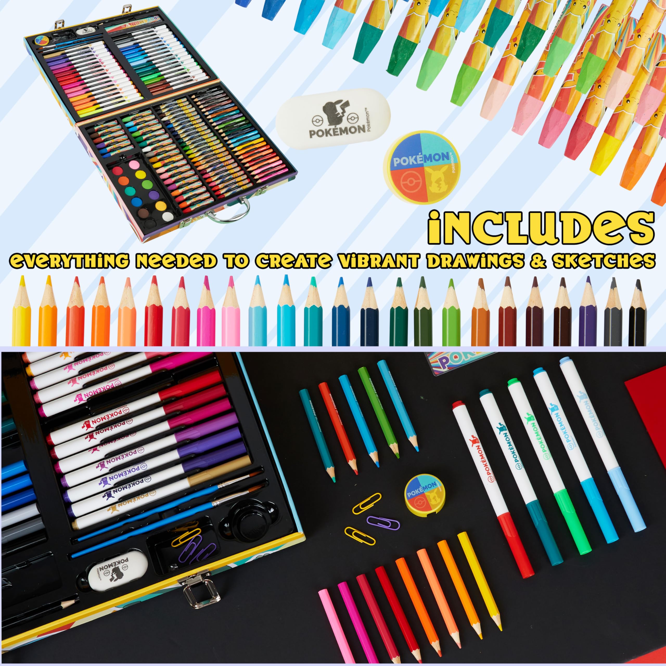 Foto 5 pulgar | Set De Artículos De Arte Pokémon, Más De 40 Unidades, Con Funda De Viaje Para Niños - Venta Internacional.