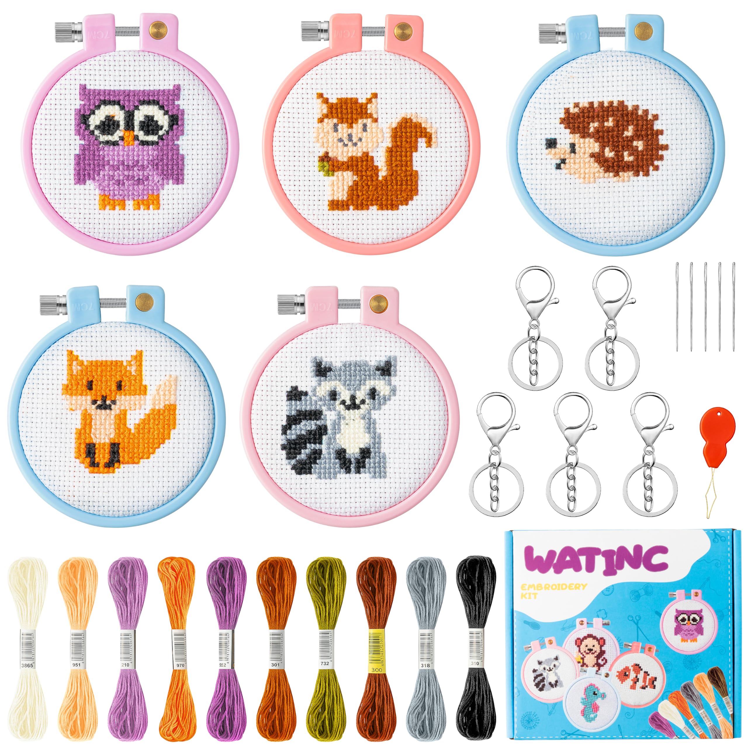 Foto 1 | Kit De Bordado Watinc Estampado En Punto De Cruz, Llavero Diy Para Niños - Venta Internacional.