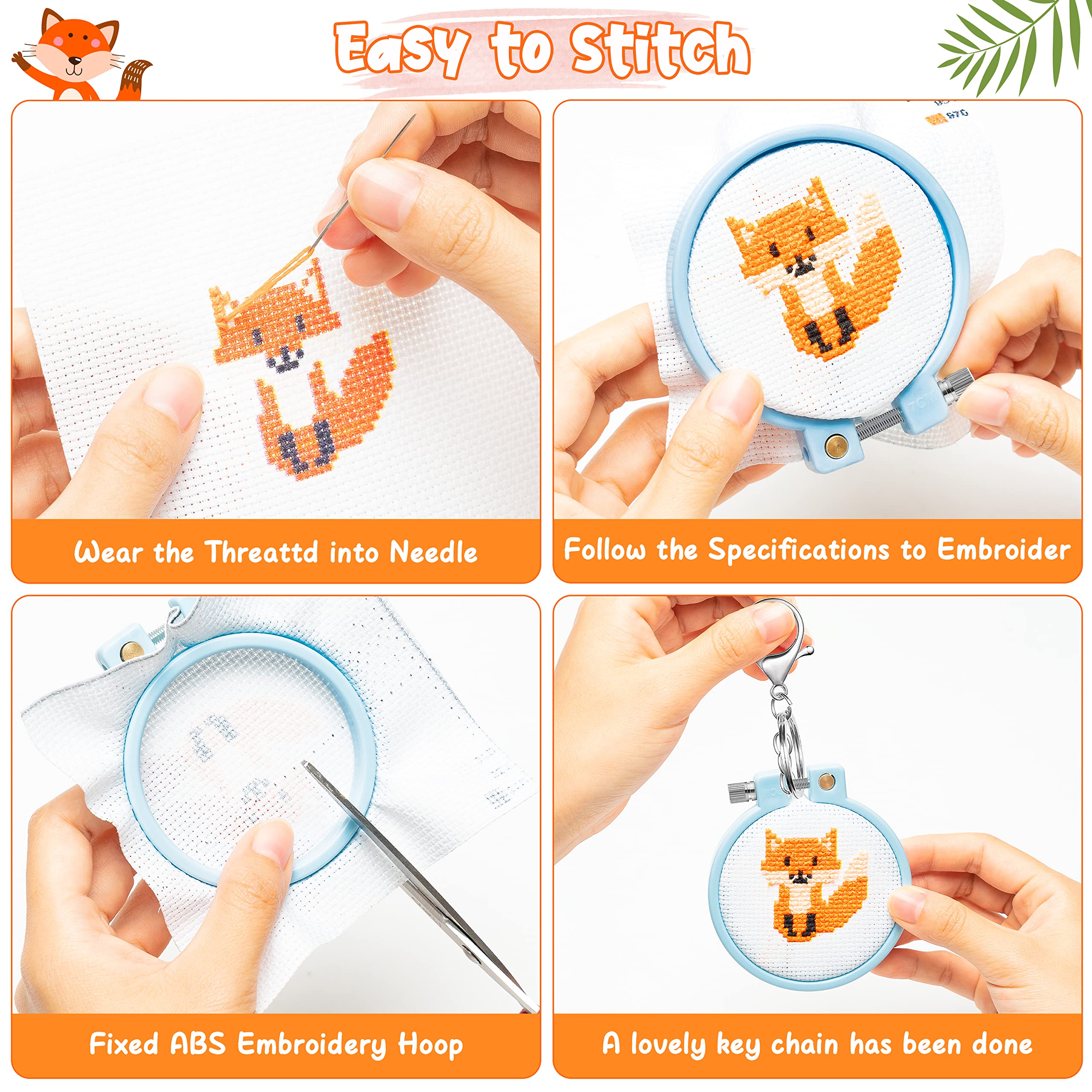 Foto 4 pulgar | Kit De Bordado Watinc Estampado En Punto De Cruz, Llavero Diy Para Niños - Venta Internacional.