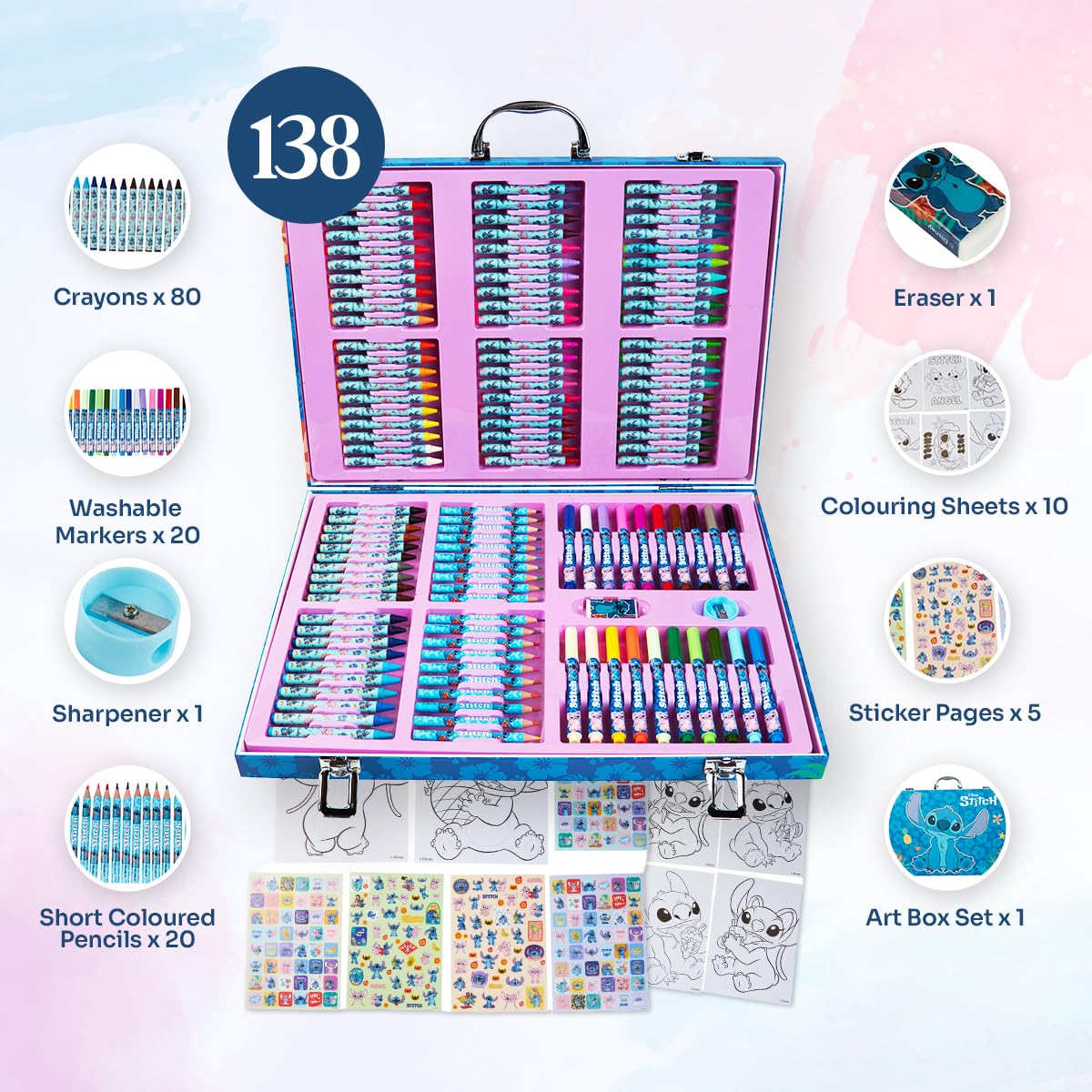 Foto 3 pulgar | Set De Arte Disney Stitch De Más De 130 Piezas Con Frozen Coloring Kids - Venta Internacional.