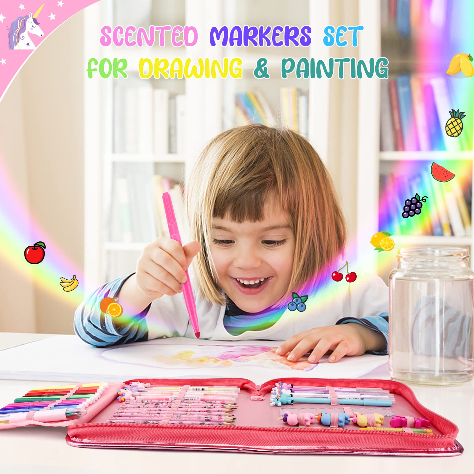 Foto 4 | Set De Rotuladores Con Aroma A Frutas Maigozon, 56 Unidades, De Art Supplies, Con Estuche - Venta Internacional.