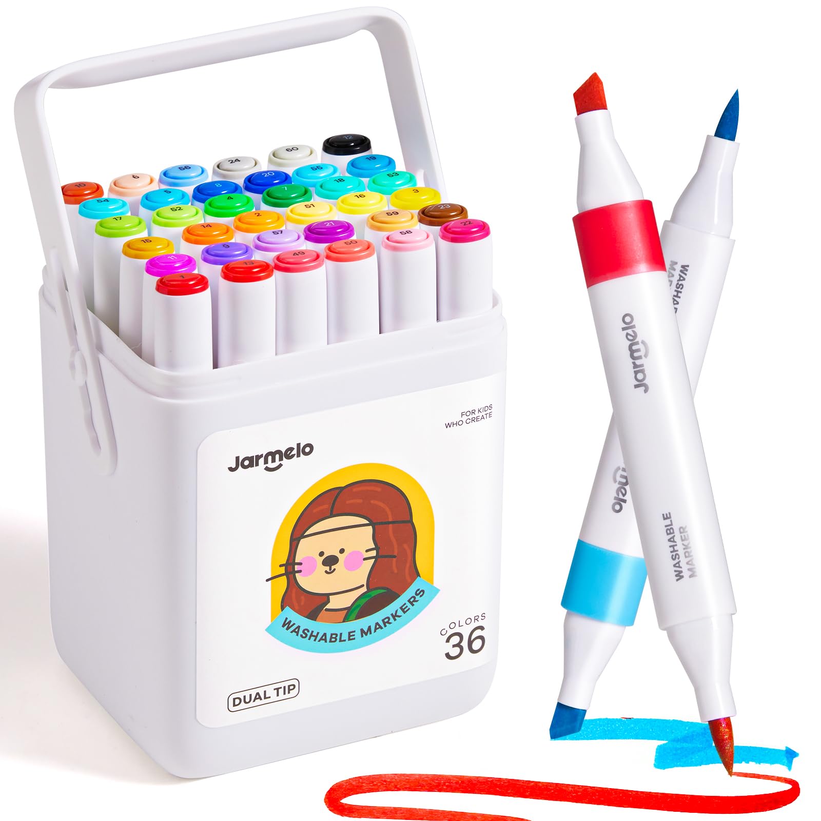 Marcadores Lavables De Doble Punta Jar Melo, 36 Colores Con Funda De Almacenamiento - Venta Internacional.