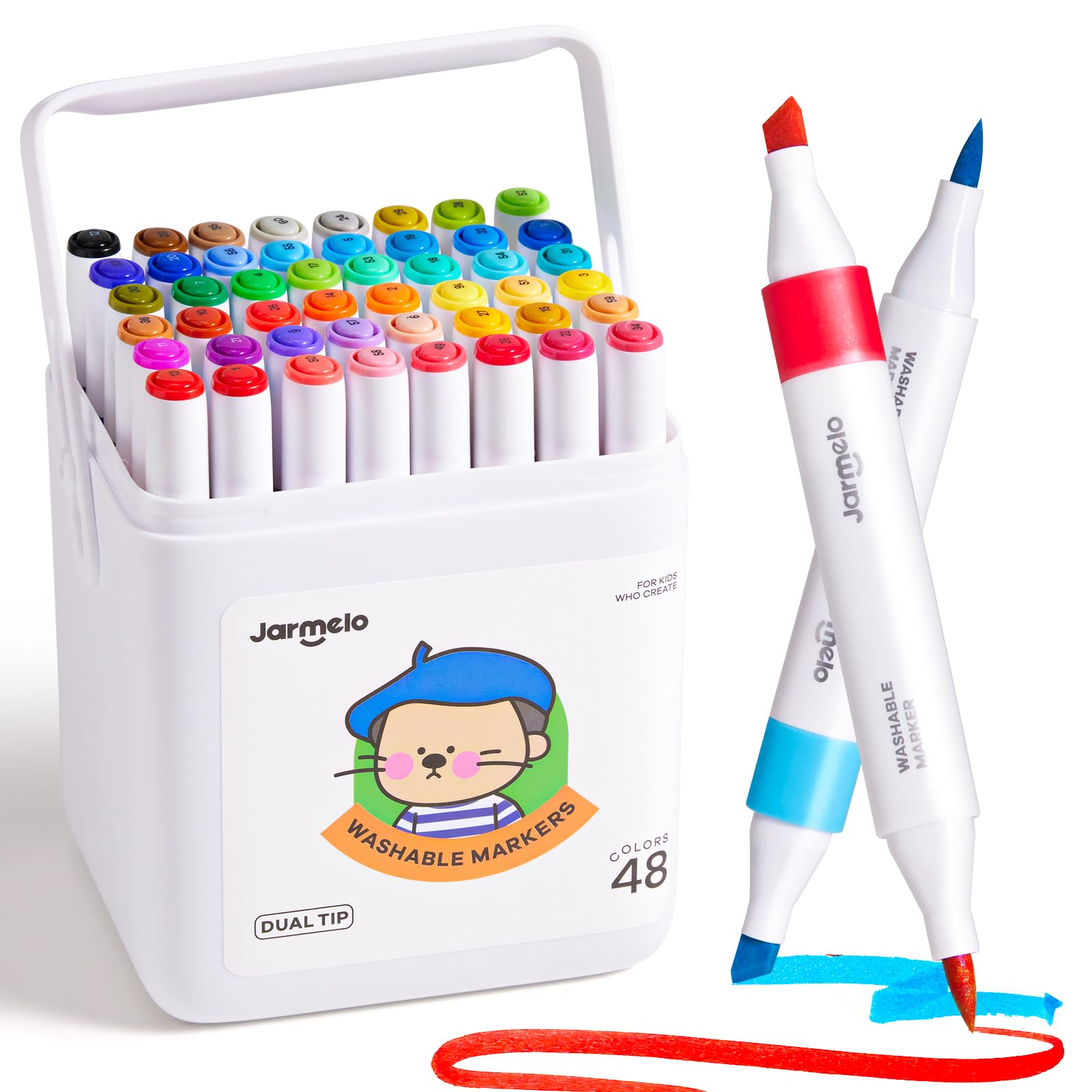 Marcadores Lavables De Doble Punta Jar Melo, 48 Colores, Con Funda De Almacenamiento - Venta Internacional.