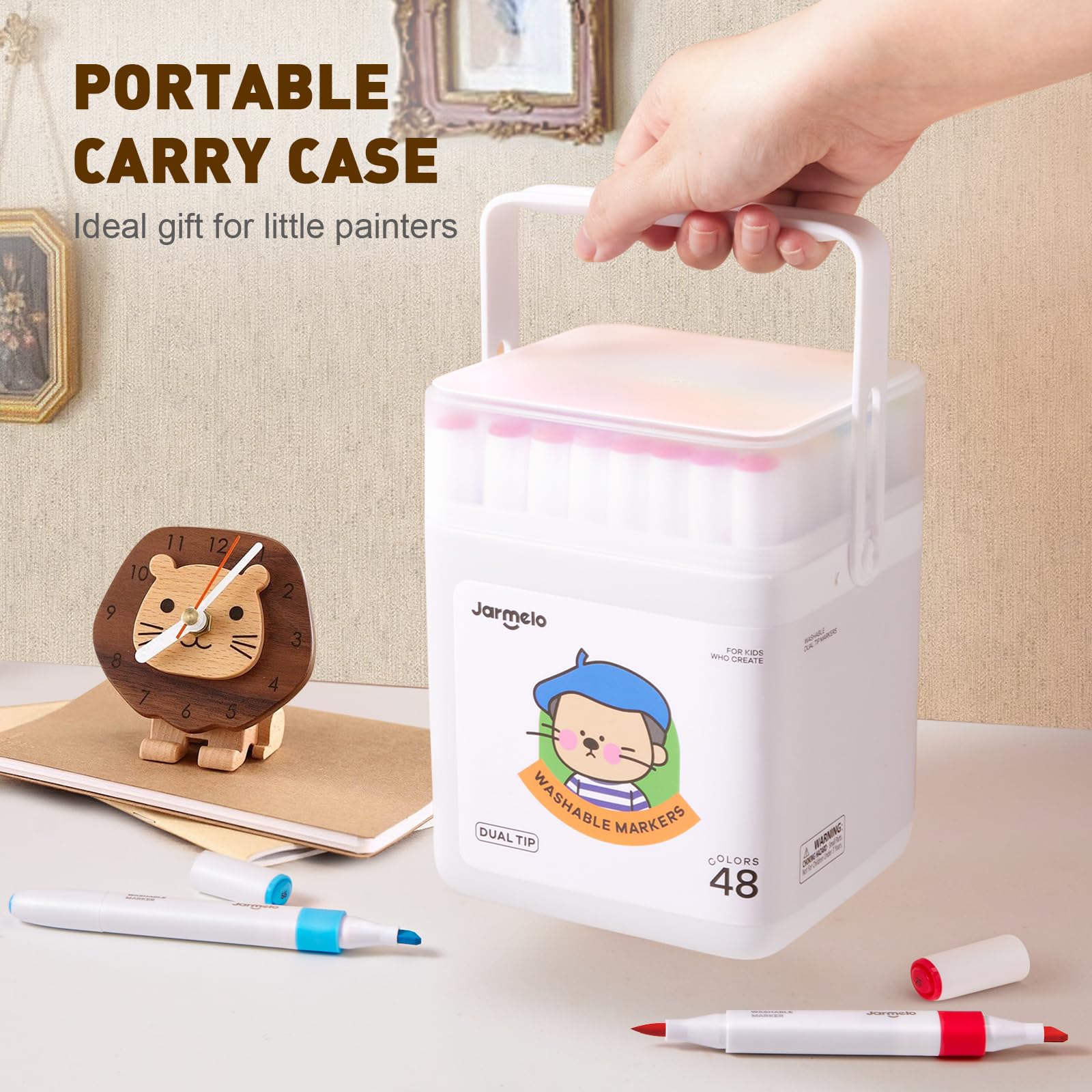 Foto 7 pulgar | Marcadores Lavables De Doble Punta Jar Melo, 48 Colores, Con Funda De Almacenamiento - Venta Internacional.