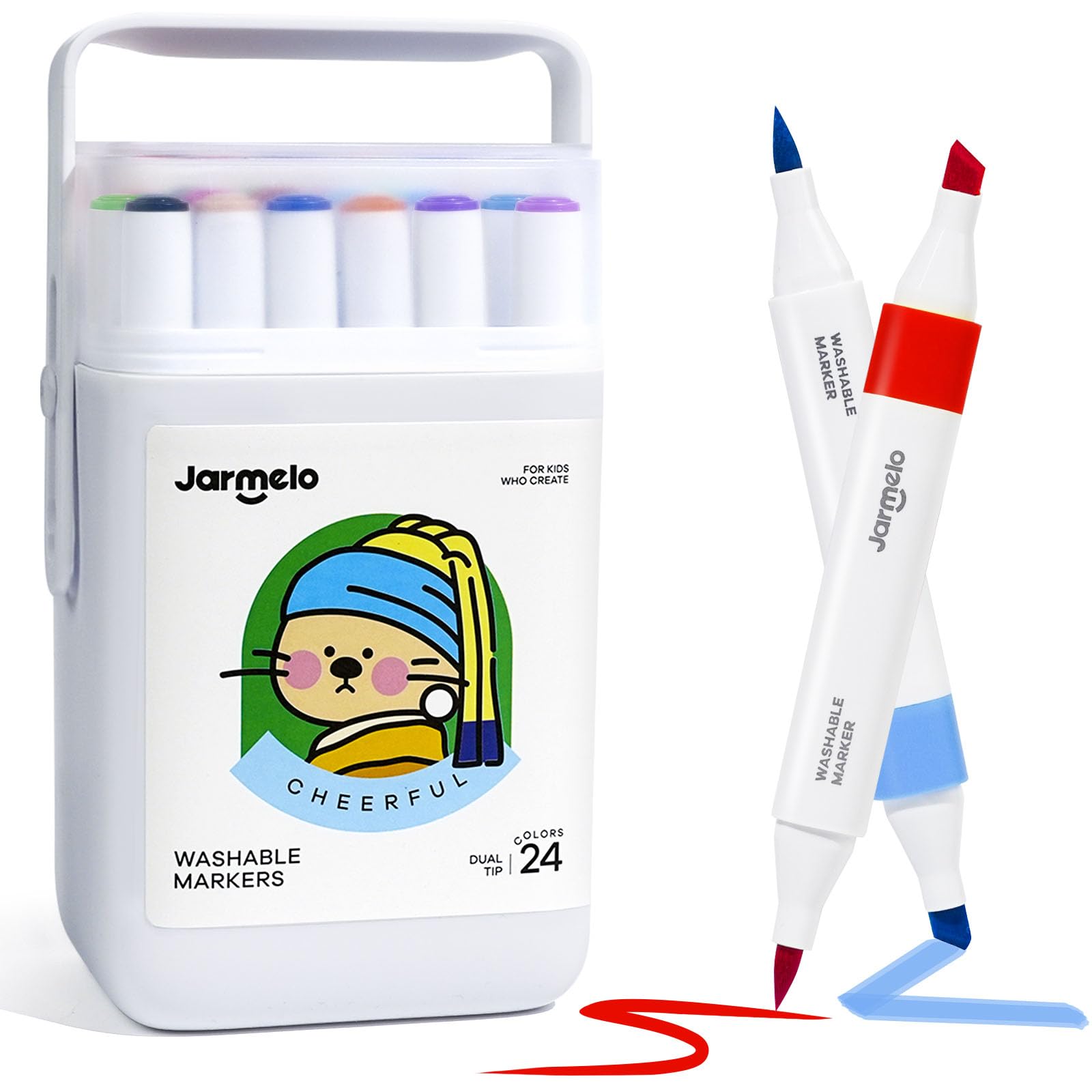 Marcadores Lavables De Doble Punta Jar Melo, 24 Colores Con Funda De Almacenamiento - Venta Internacional.