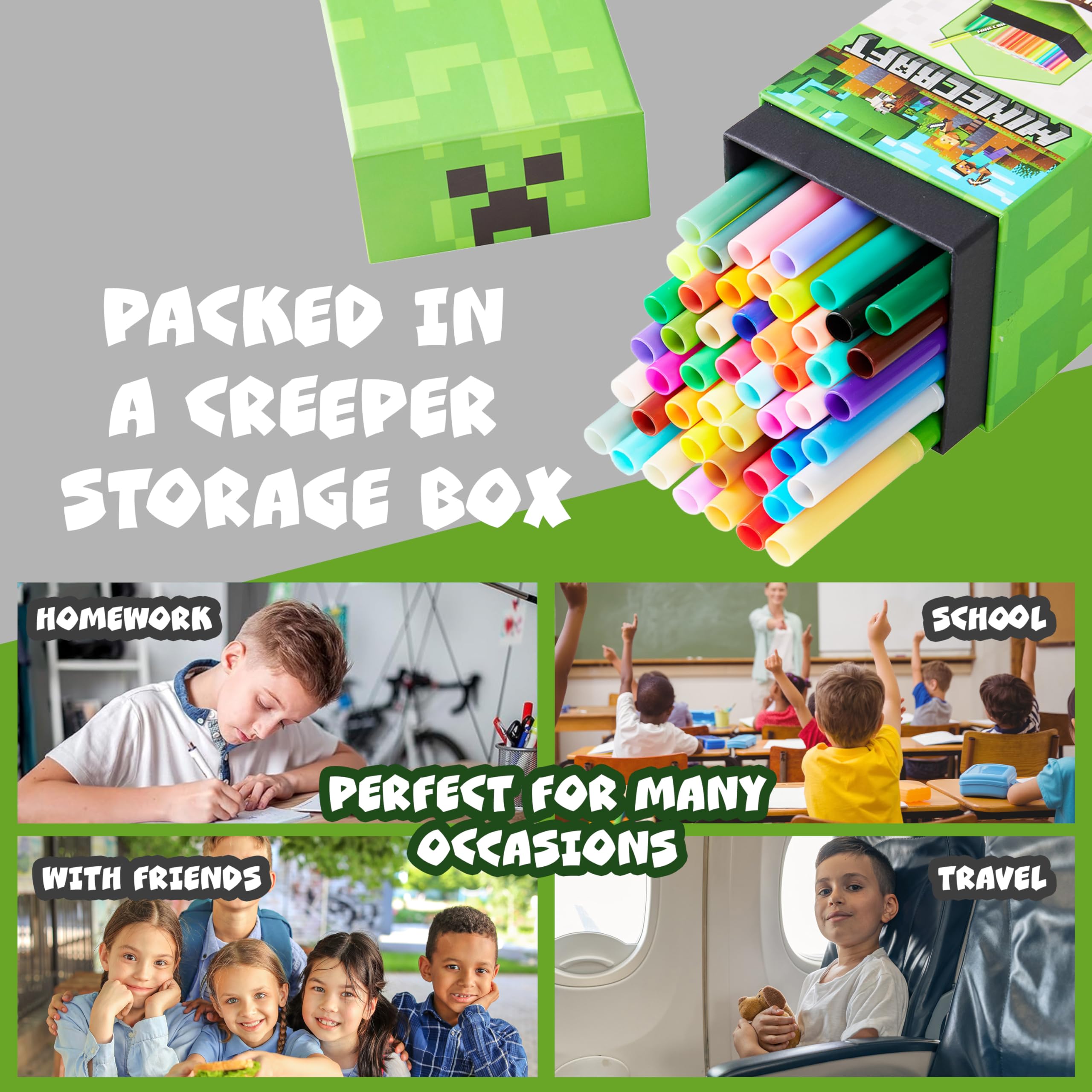 Foto 5 pulgar | Bolígrafos Para Colorear Minecraft, 48 Piezas, Material De Arte Para Niños - Venta Internacional.