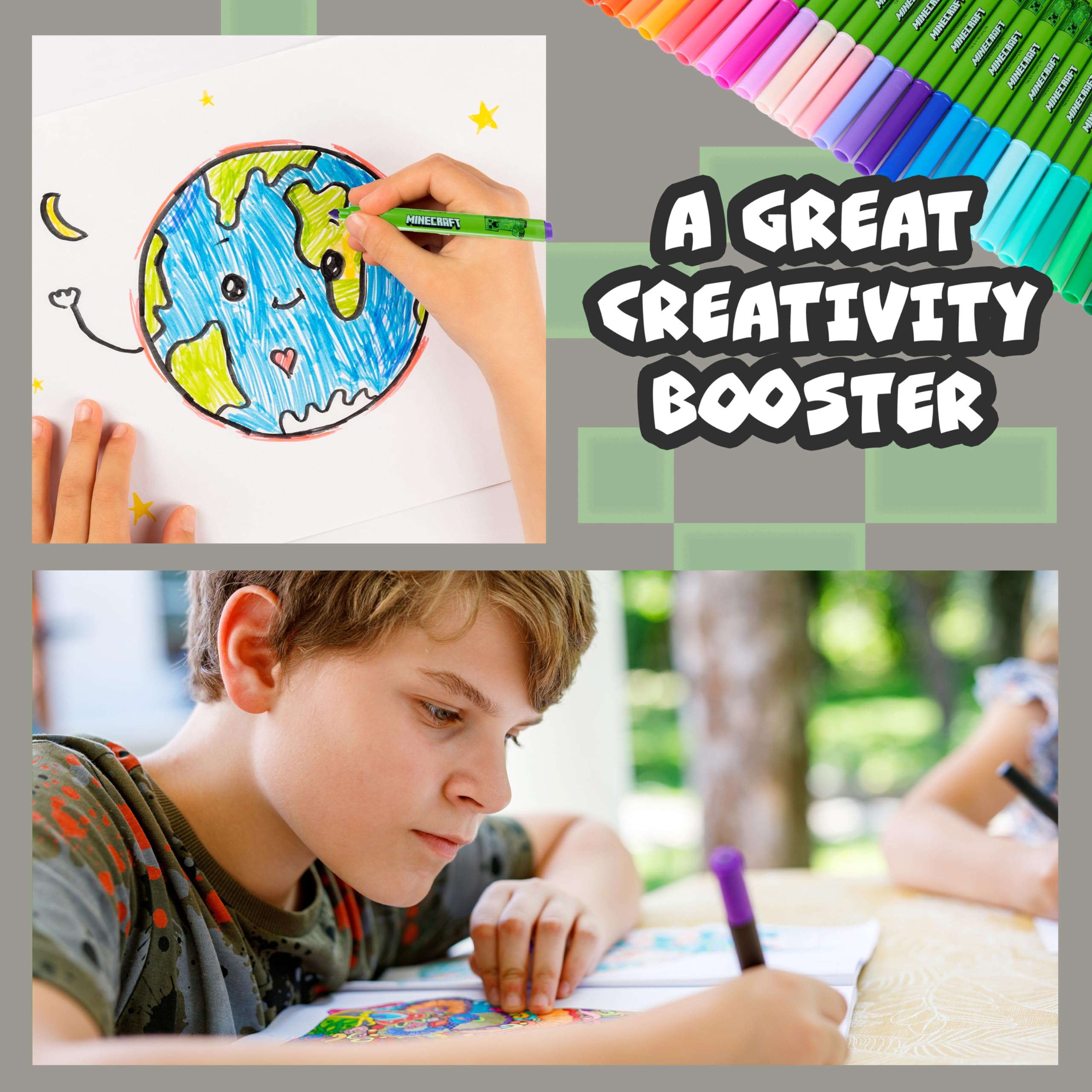 Foto 6 pulgar | Bolígrafos Para Colorear Minecraft, 48 Piezas, Material De Arte Para Niños - Venta Internacional.