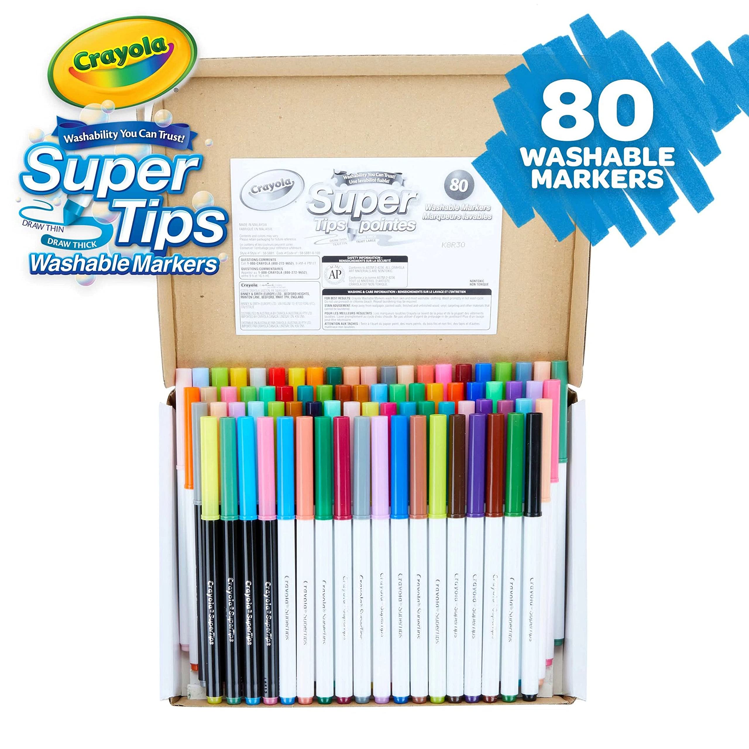 Foto 3 | Rotulador Crayola Supertips, Lavable, 80 Unidades, Para Niños De Más De 3 Años - Venta Internacional.