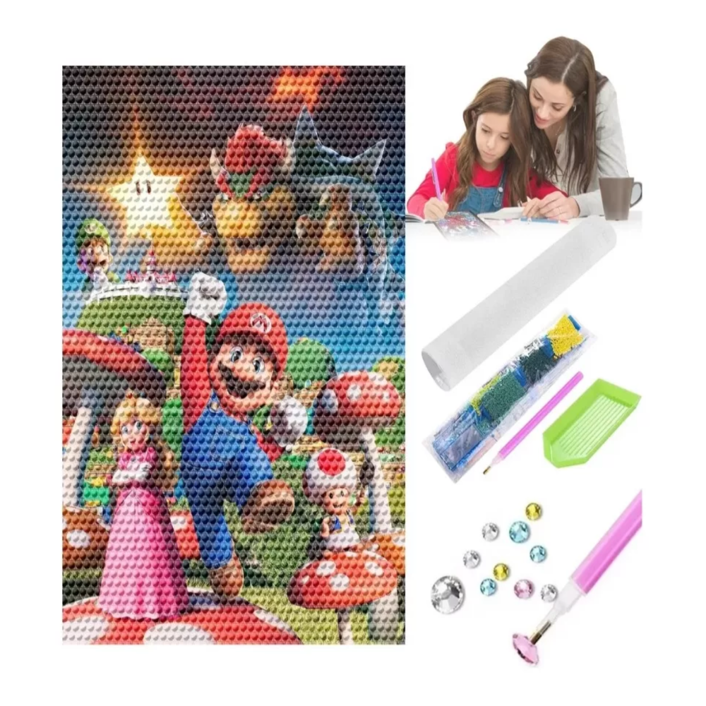 Foto 6 pulgar | Kits De Pintura De Diamante Para Mario Luigi 5d Diy 50*40 Cm Colores Belug