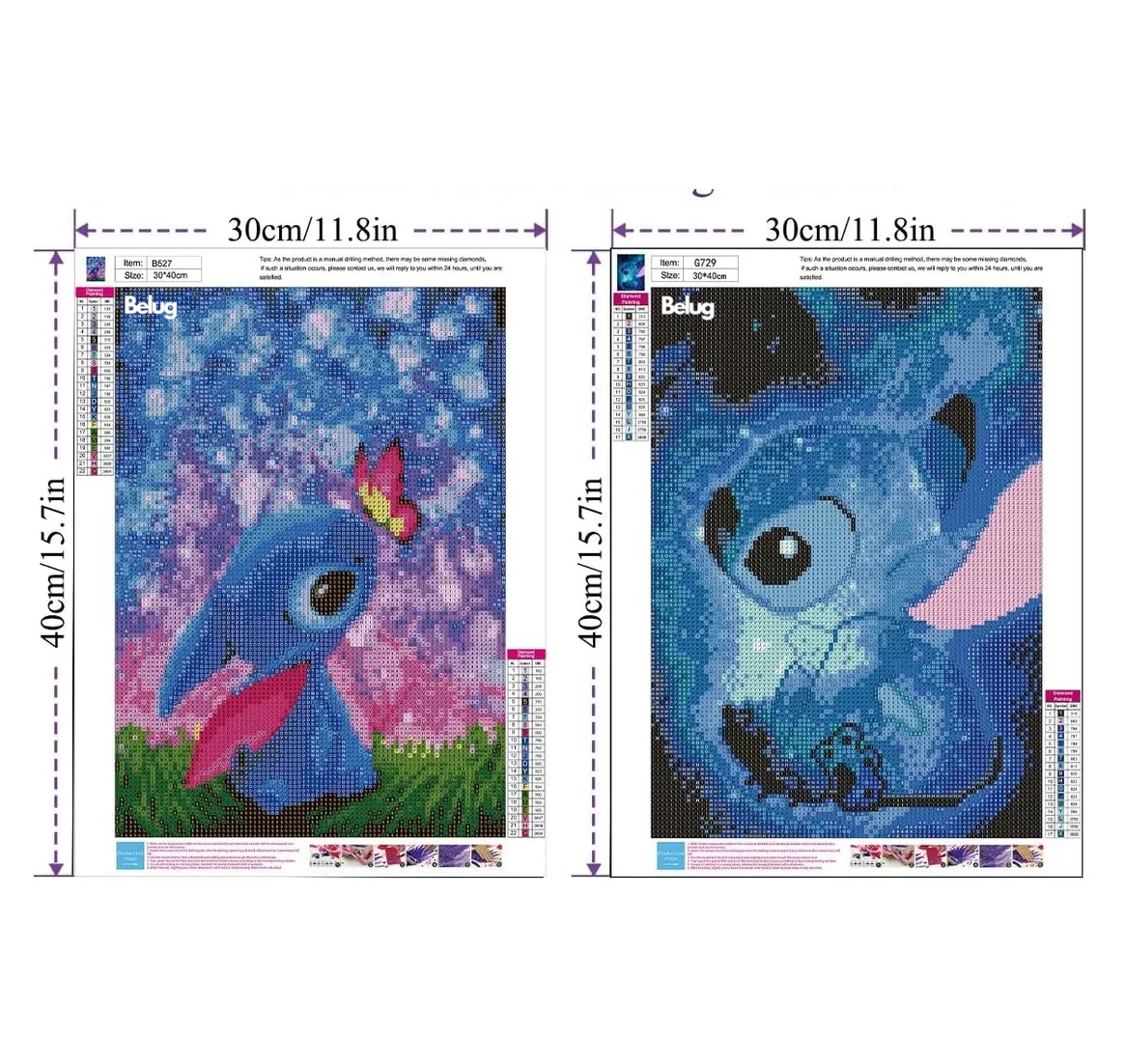 Foto 3 pulgar | Kits De Pintura Diamantes Para Stitch 5d Diy 40×30 Cm 3 Pzs Belug Colores