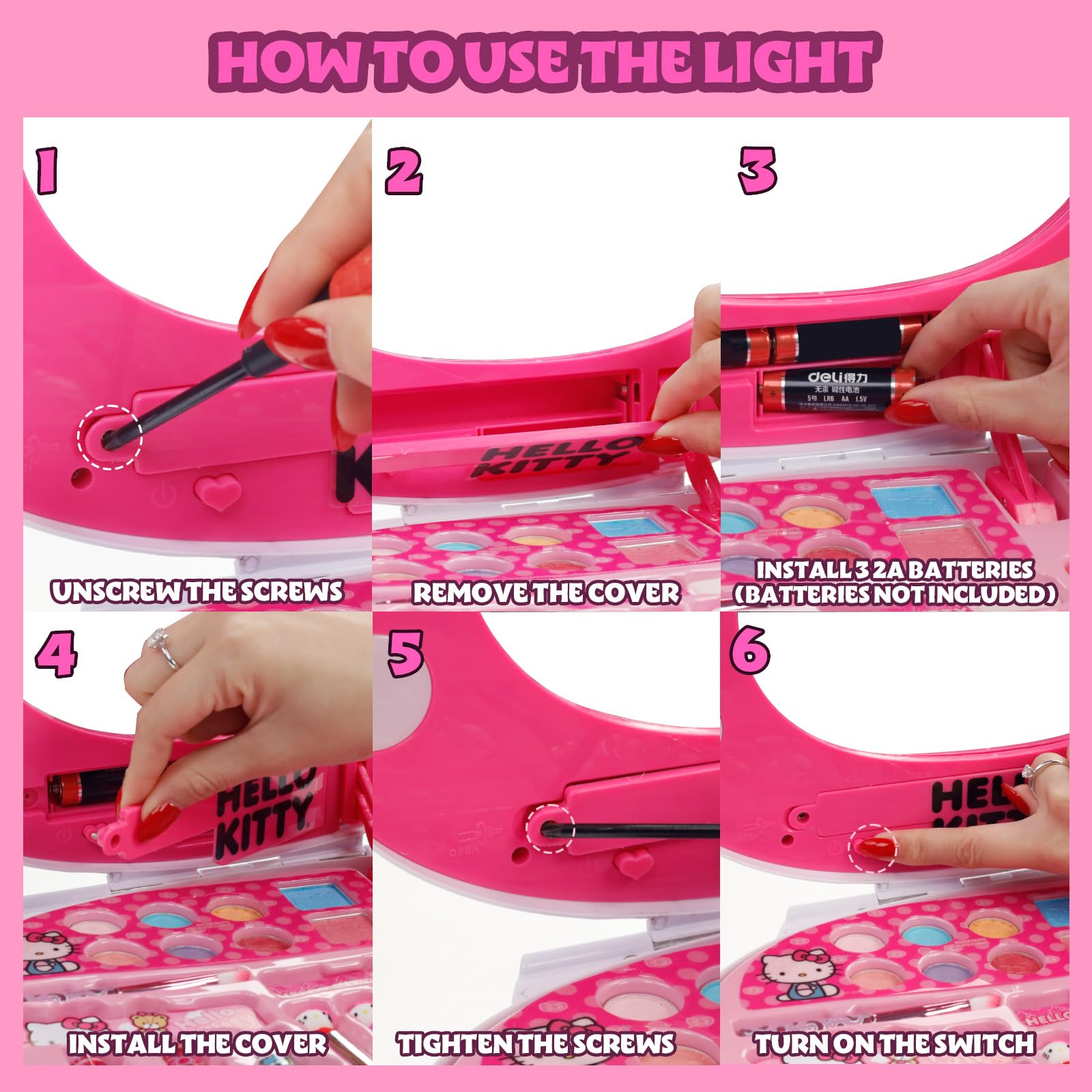 Foto 6 | Set De Tocador De Maquillaje Townley Girl Hello Kitty Con Iluminación - Venta Internacional.