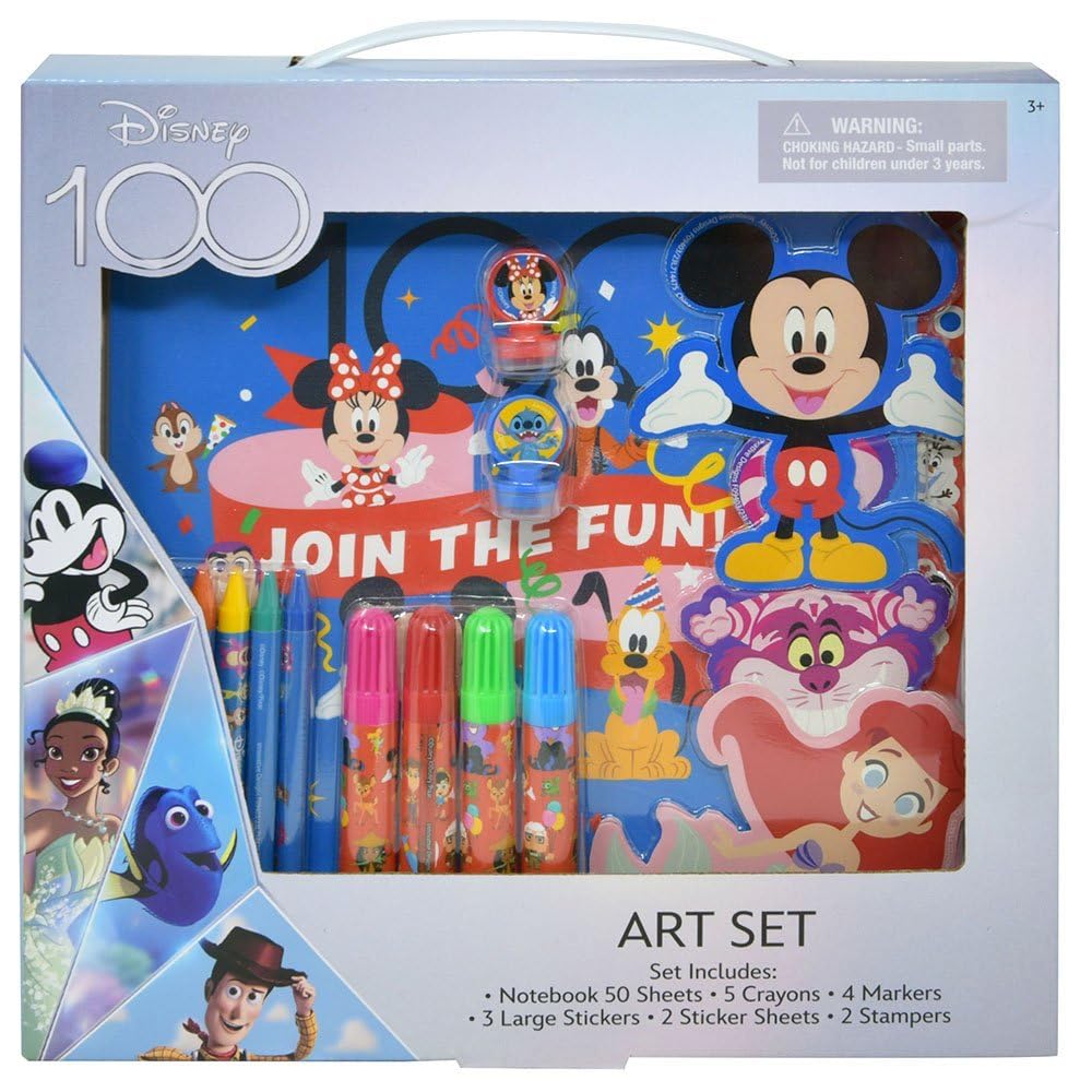 Set De Arte Disney 100 Para Niños Con 50 Piezas Con Marcadores Y Pegatinas - Venta Internacional.