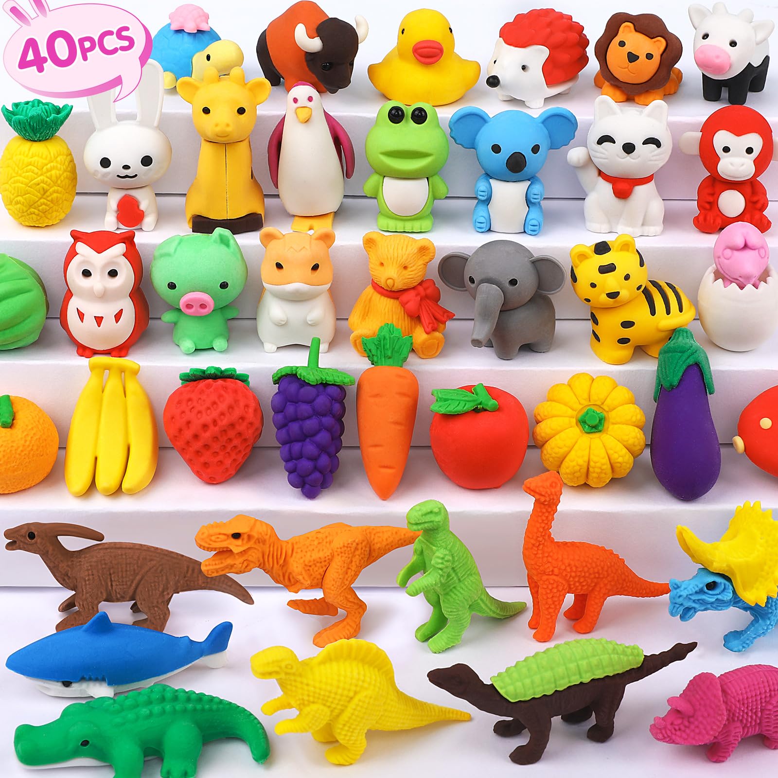 Foto 2 pulgar | Caja De Tesoros Con Forma De Rompecabezas 3d Animal Erasers Witalent, 40 Unidades - Venta Internacional.
