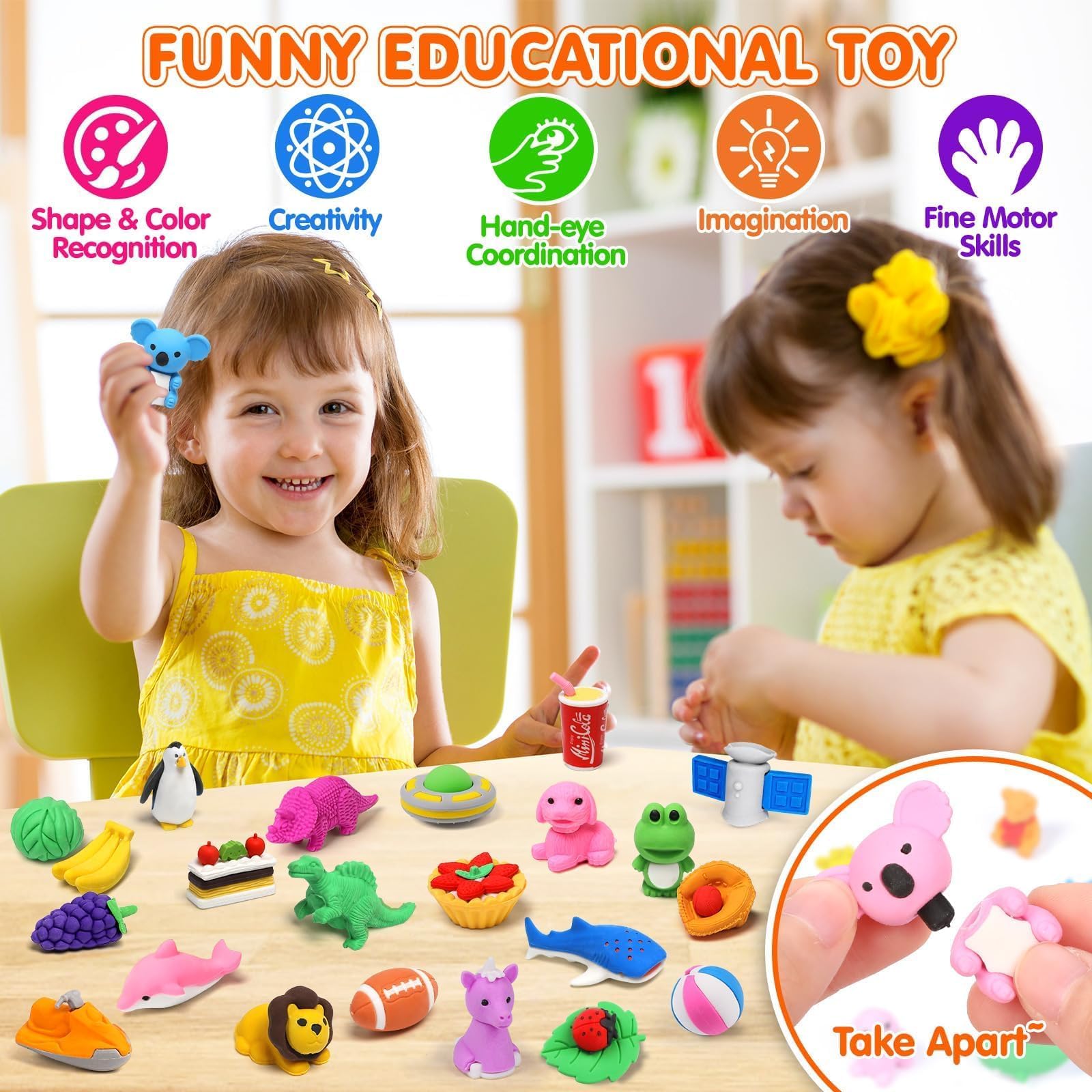 Foto 5 pulgar | Caja De Tesoros Con Forma De Rompecabezas 3d Animal Erasers Witalent, 40 Unidades - Venta Internacional.
