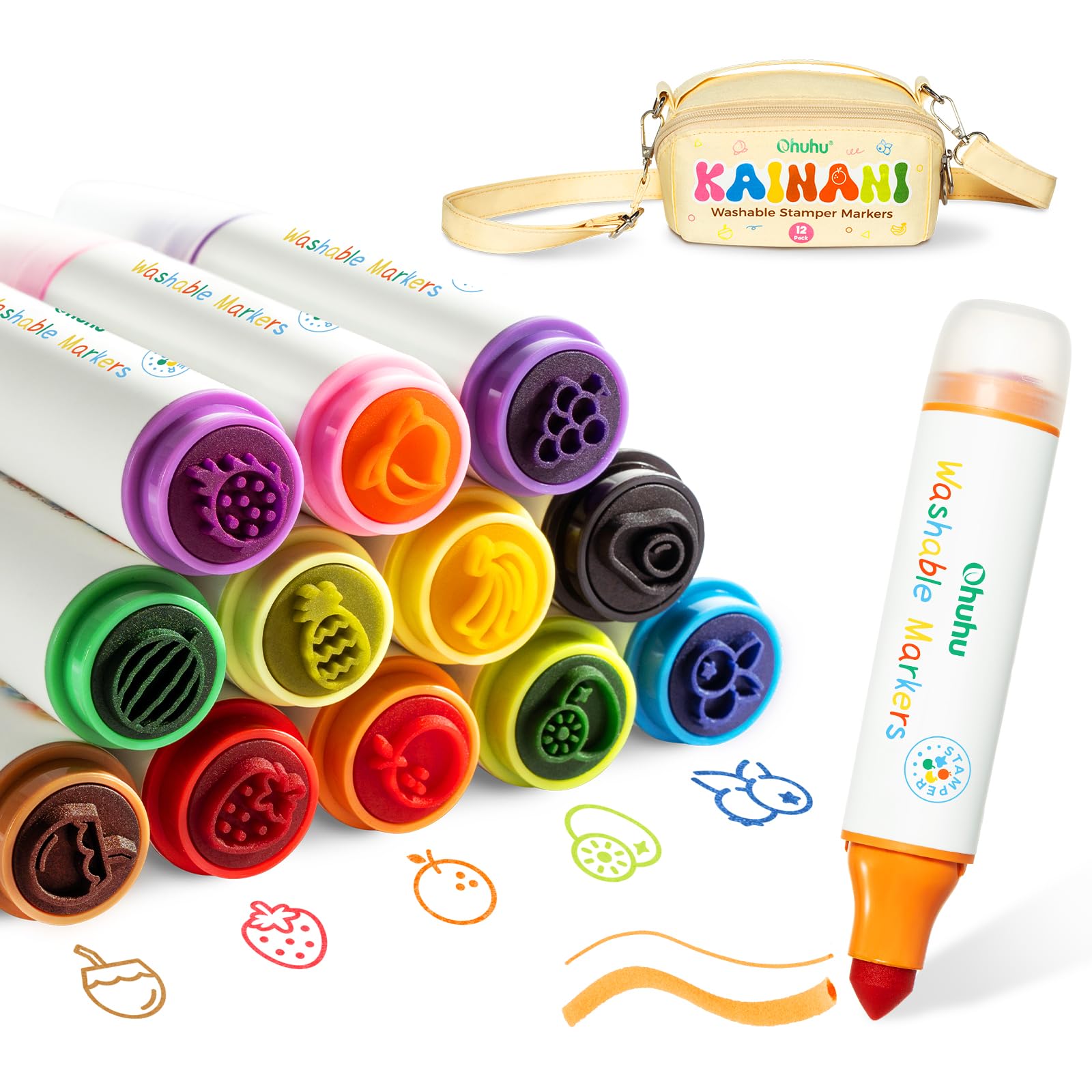 Foto 1 | Marcadores Lavables Ohuhu Stamper, 12 Colores, A Base De Agua, Para Niños De 3 Años O Más - Venta Internacional.