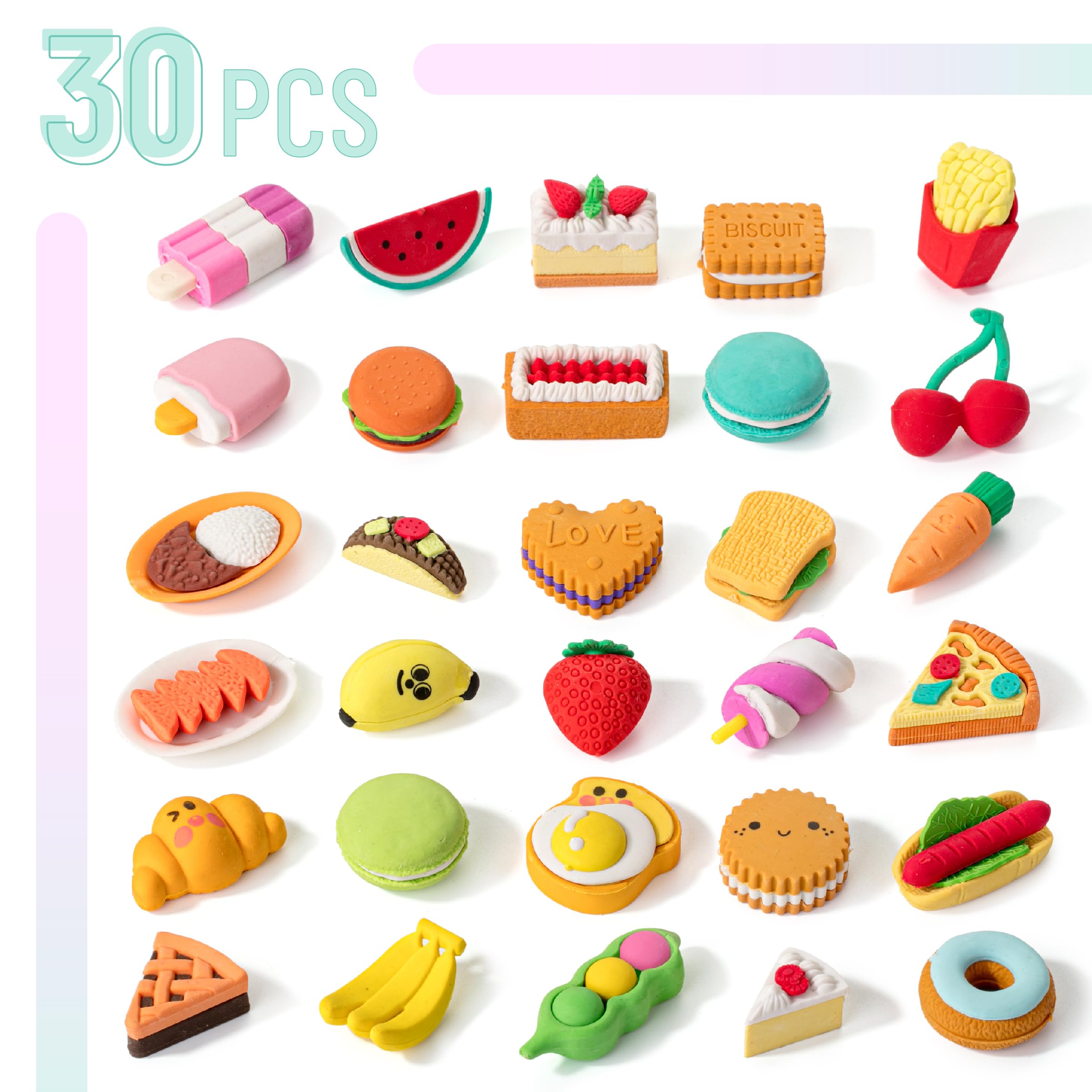 Foto 2 | Food Erasers Mr. Pen, 30 Gomas De Borrar Desmontables Para Niños - Venta Internacional.