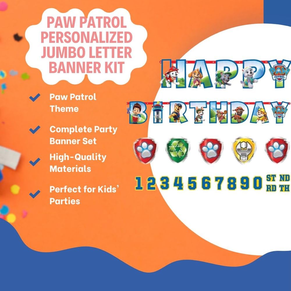 Foto 4 pulgar | Kit De Pancartas De Cumpleaños Amscan Paw Patrol Personalizado Jumbo - Venta Internacional.