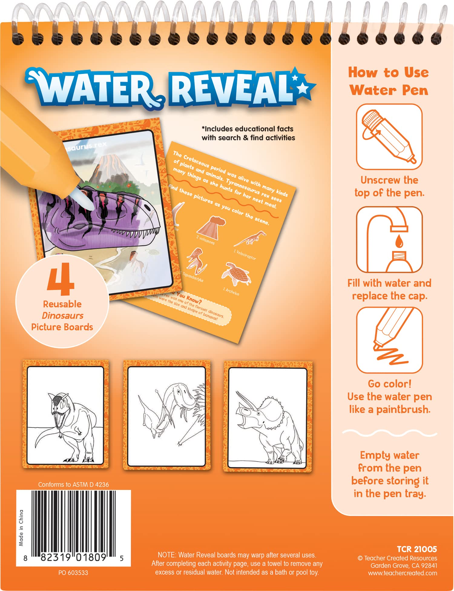 Foto 4 pulgar | Water Reveal Book Resources Created Teacher Dinosaurs Tcr21005 - Venta Internacional.