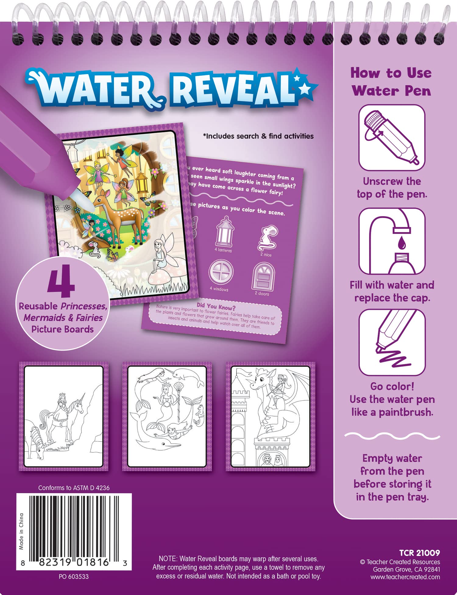 Foto 4 pulgar | Water Reveal: Libro, Recursos Creados Por Un Profesor, Princesas - Venta Internacional.
