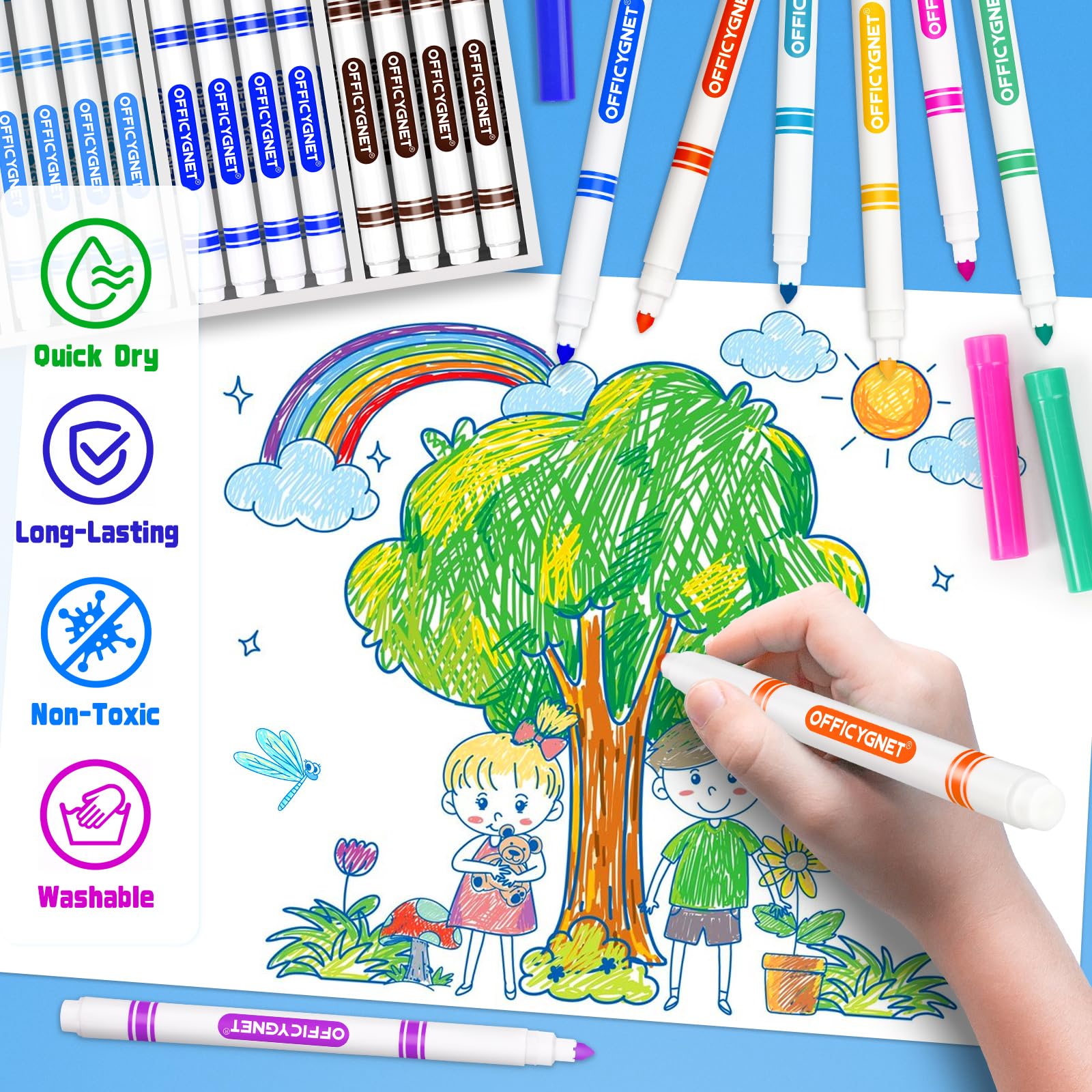 Foto 5 | Rotuladores Lavables Officygnet, 288 Unidades, En 12 Colores Surtidos - Venta Internacional.
