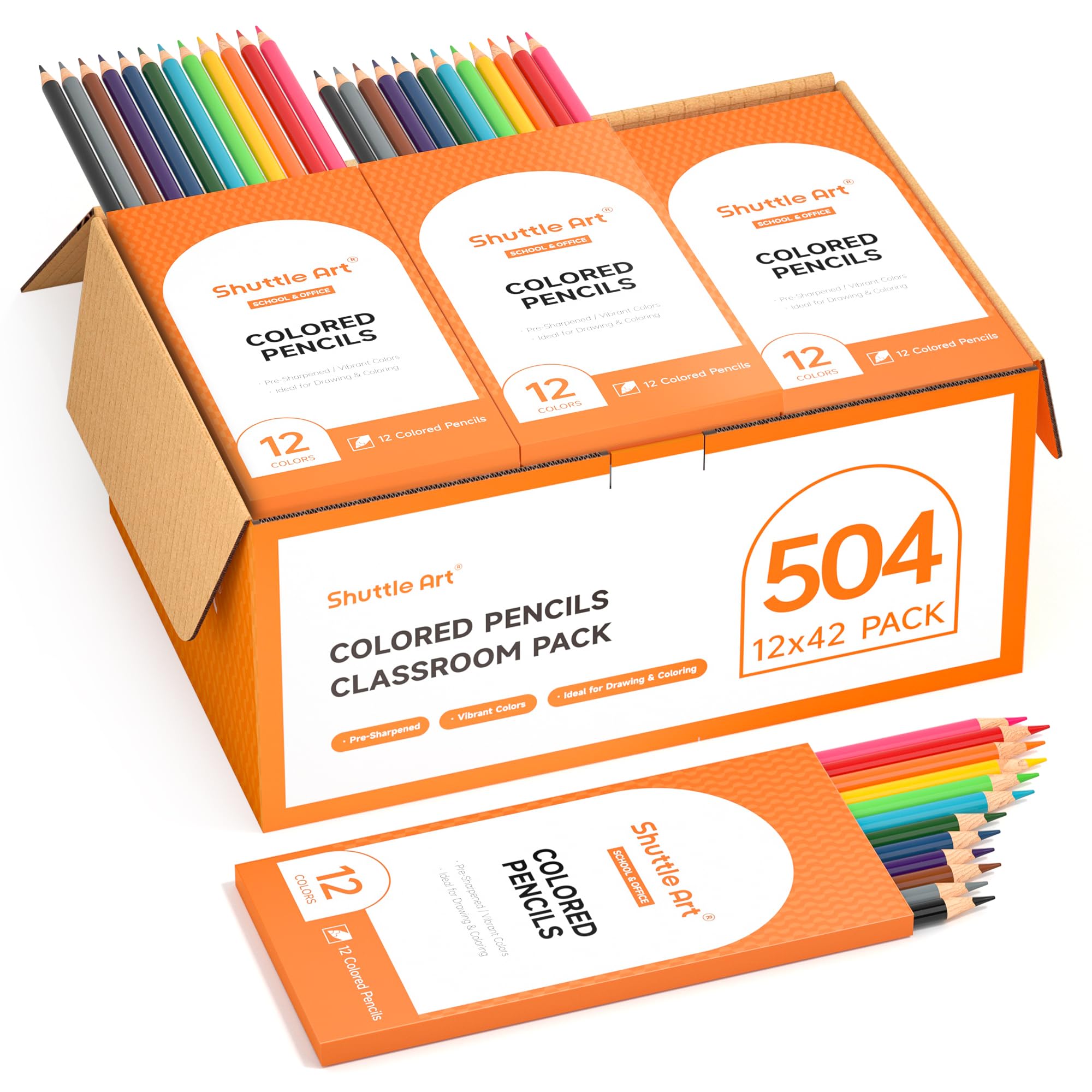 Foto 1 | Lápices De Colores Shuttle Art 504 Bulk, 12 Colores Vibrantes, 42 Unidades - Venta Internacional.