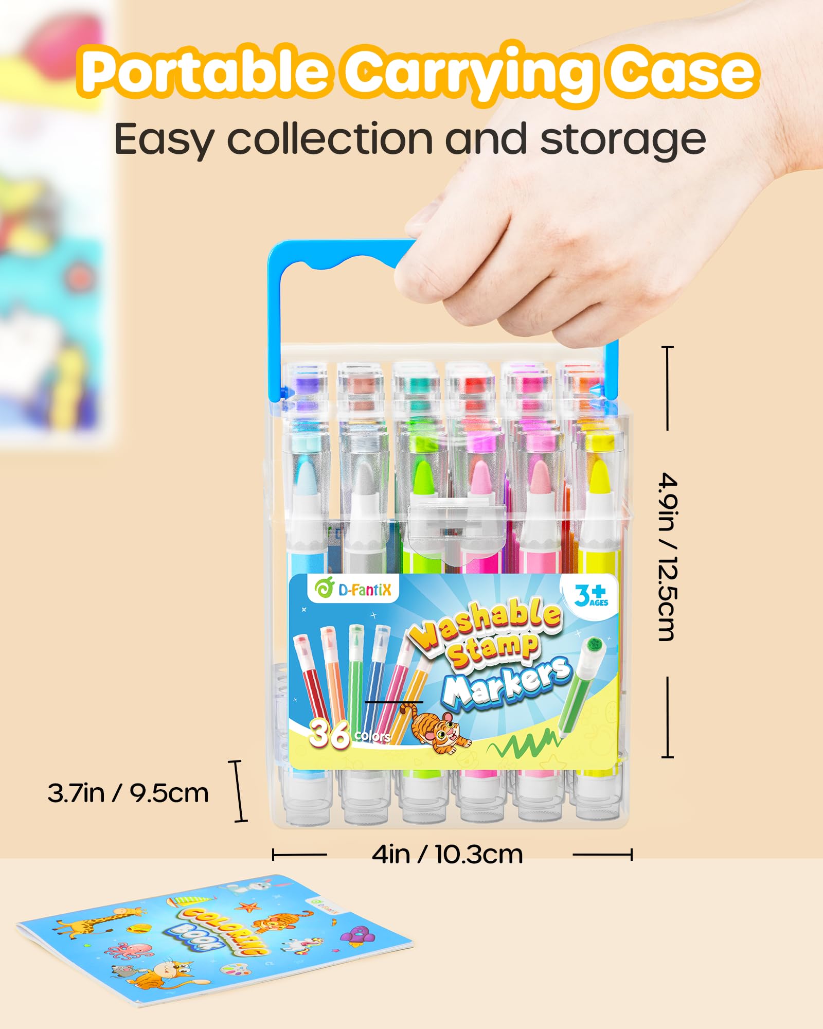 Foto 2 | Rotuladores Lavables D-fantix De 36 Colores Con Libros Para Colorear Y Soporte - Venta Internacional.