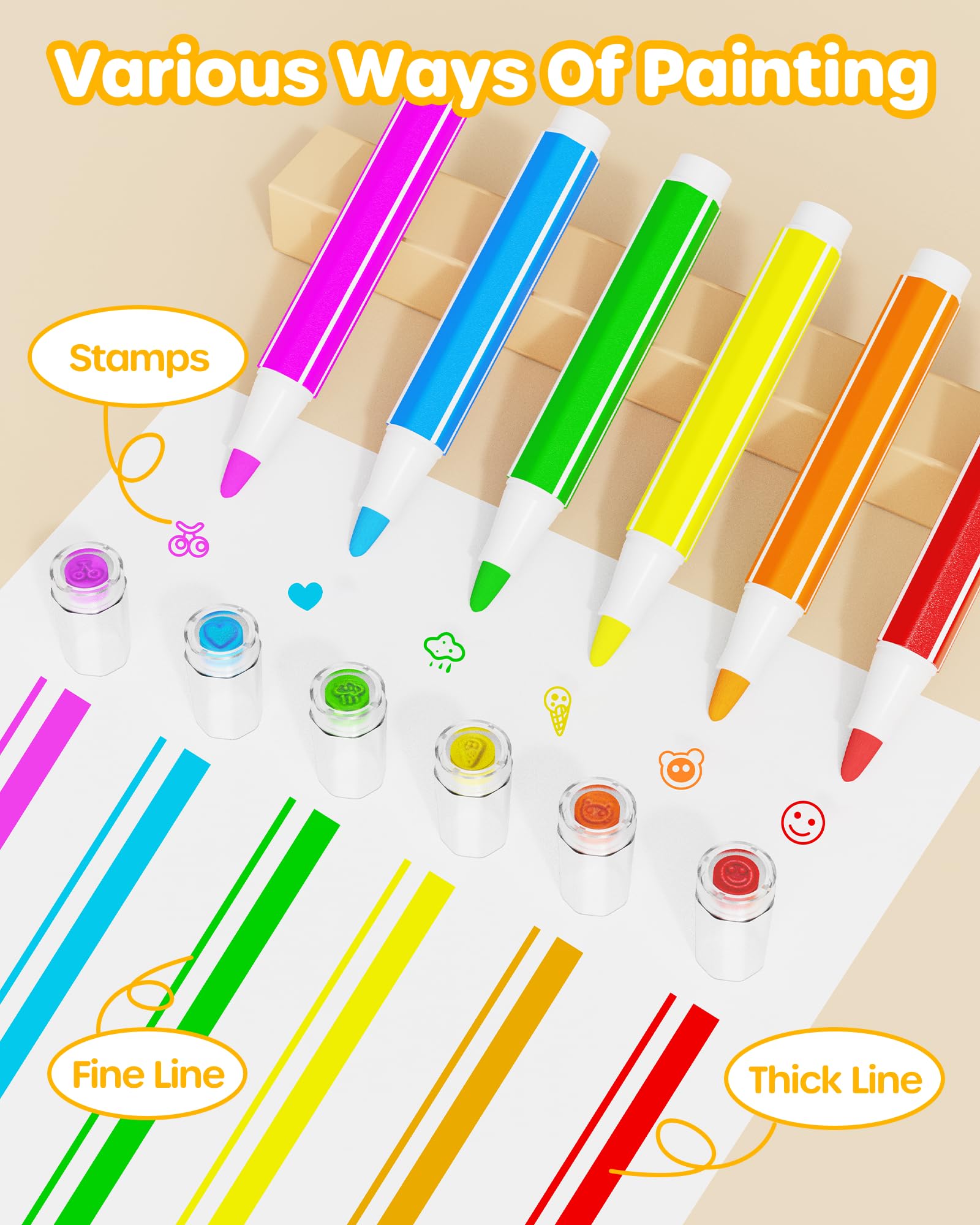Foto 5 pulgar | Rotuladores Lavables D-fantix De 36 Colores Con Libros Para Colorear Y Soporte - Venta Internacional.