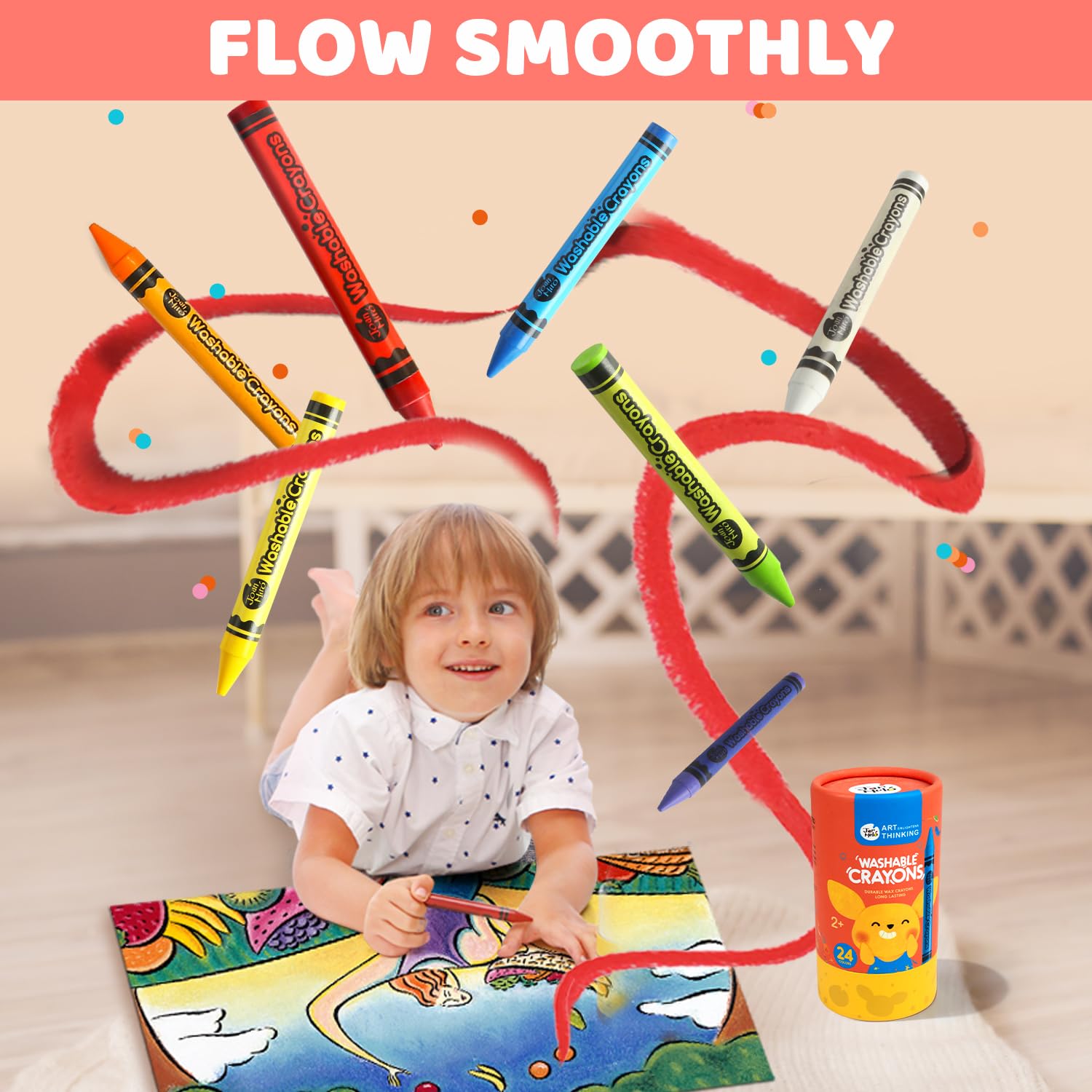 Foto 6 pulgar | Tarro De Crayones Melo, 24 Colores, Tamaño Jumbo, Lavable Para Niños Pequeños - Venta Internacional.