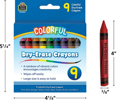 Foto 3 | Crayones De Borrado En Seco, Recursos Creados Por El Profesor, Coloridos, 9 Unidades - Venta Internacional.