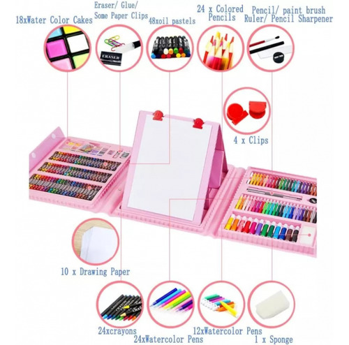 Foto 5 | Set De Dibujo Y Pintura Art Kit Roku De 208 Piezas Con Caballete Para Niños - Venta Internacional.