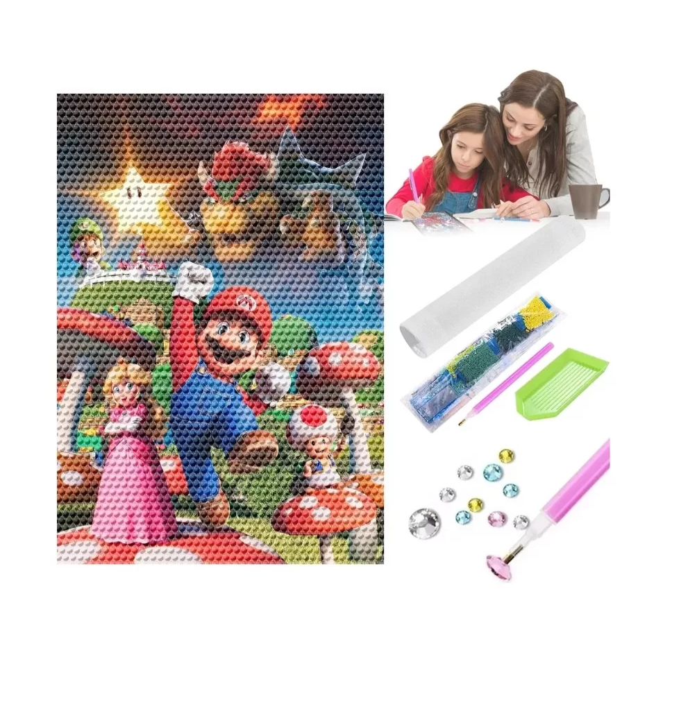 Foto 5 | Kits De Pintura De Diamante Para Mario Luigi 5d Diy 50*40 Cm Colores