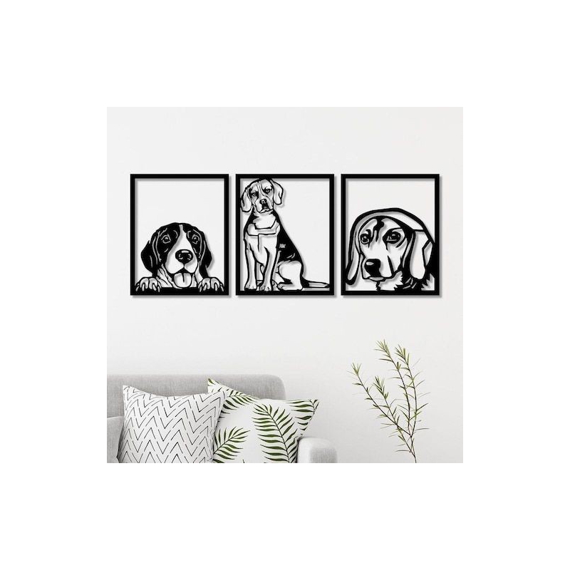 Cuadro Decorativo Artesanal Beagle Dog En Madera Mdf De 35 Cm X 28 Cm - Venta Internacional.