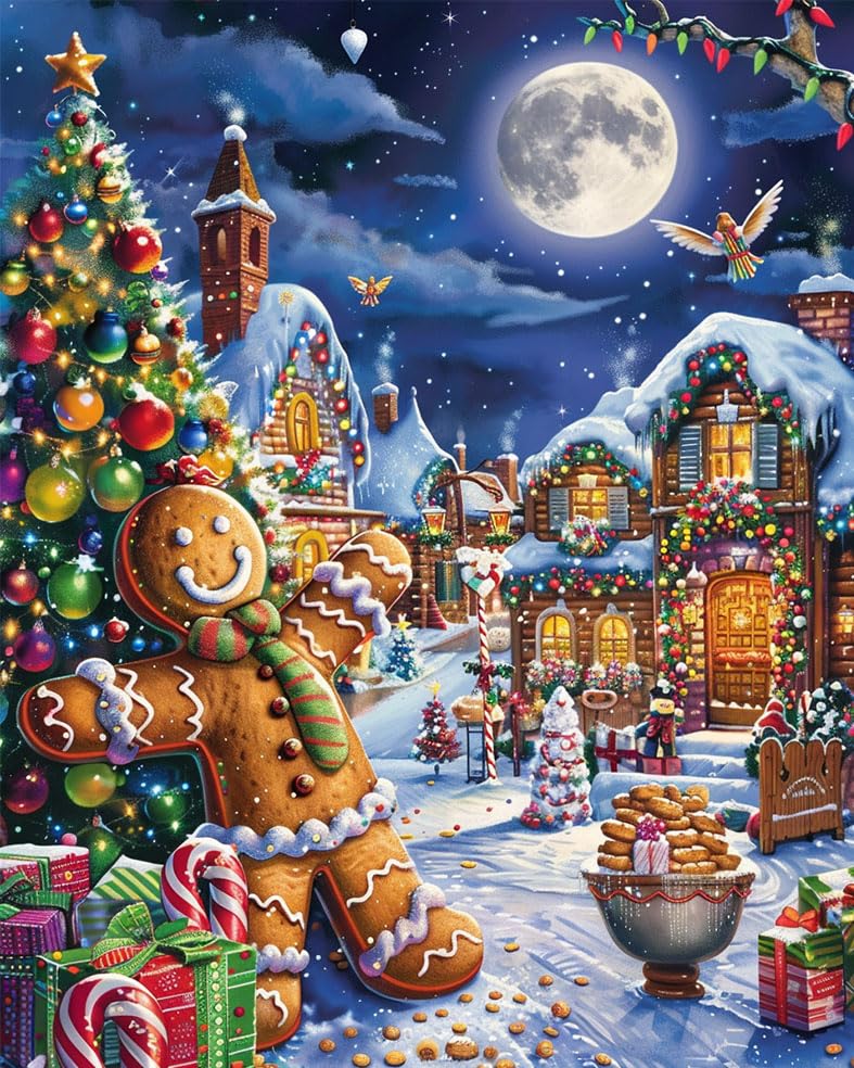 Kit Paint By Numbers Con Paisaje Navideño E Invernal, 40 X 50 Cm - Venta Internacional.