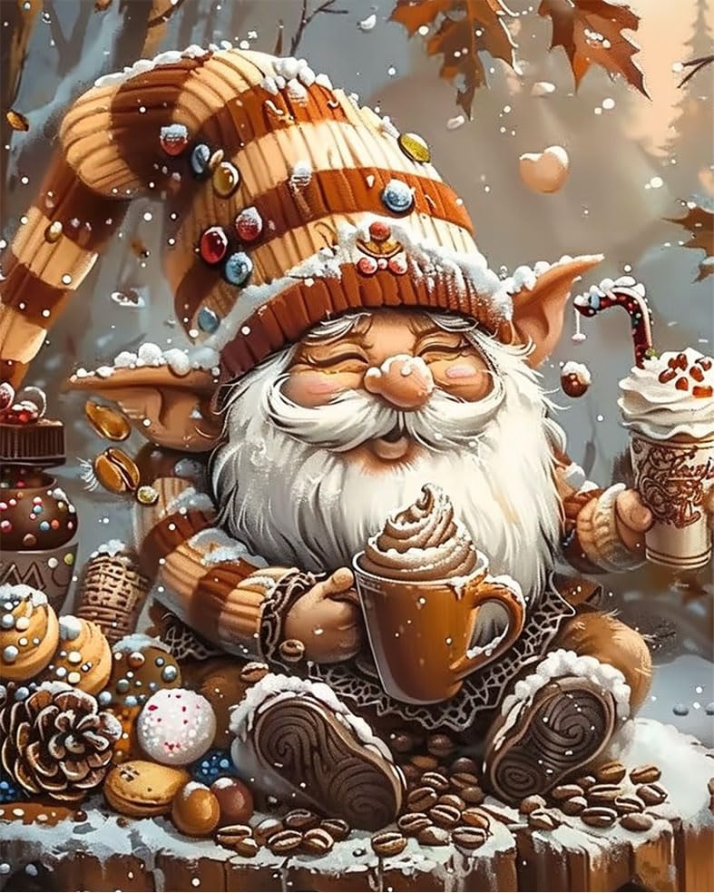 Paint By Numbers Santa Gnome Winter Snow Forest Diy 40 X 50 Cm - Venta Internacional.
