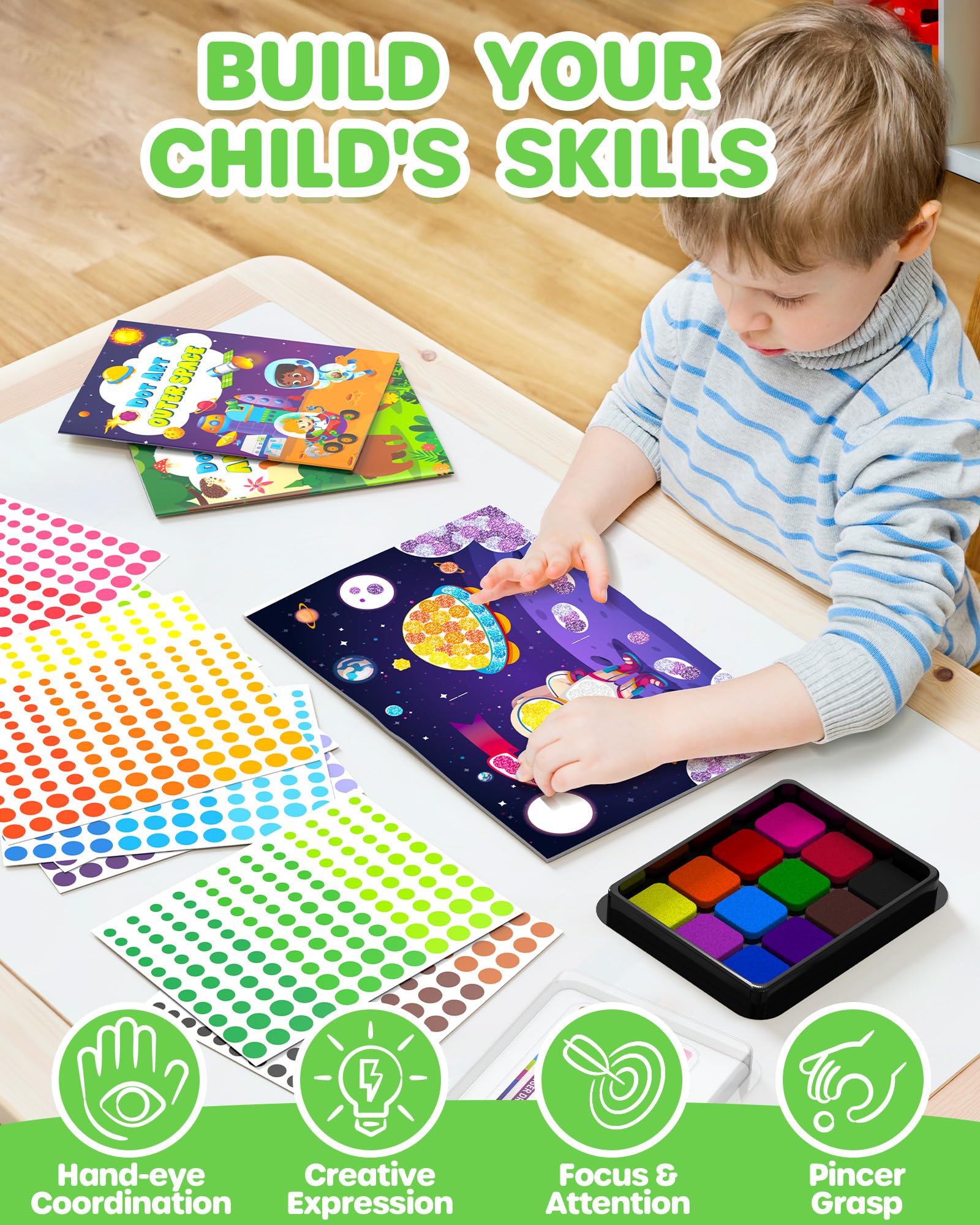 Foto 5 pulgar | Libro De Actividades Autoadhesivo D-fantix Dot Art Con Almohadilla De Tinta Para Niños Pequeños - Venta Internacional.