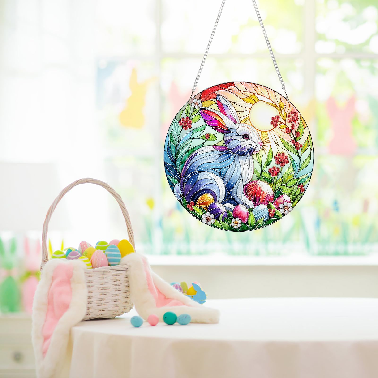 Foto 4 pulgar | Juego De Guirnaldas Con Forma De Conejito De Pascua Acrílico Con Forma De Diamante Para Pintura Artística - Ve