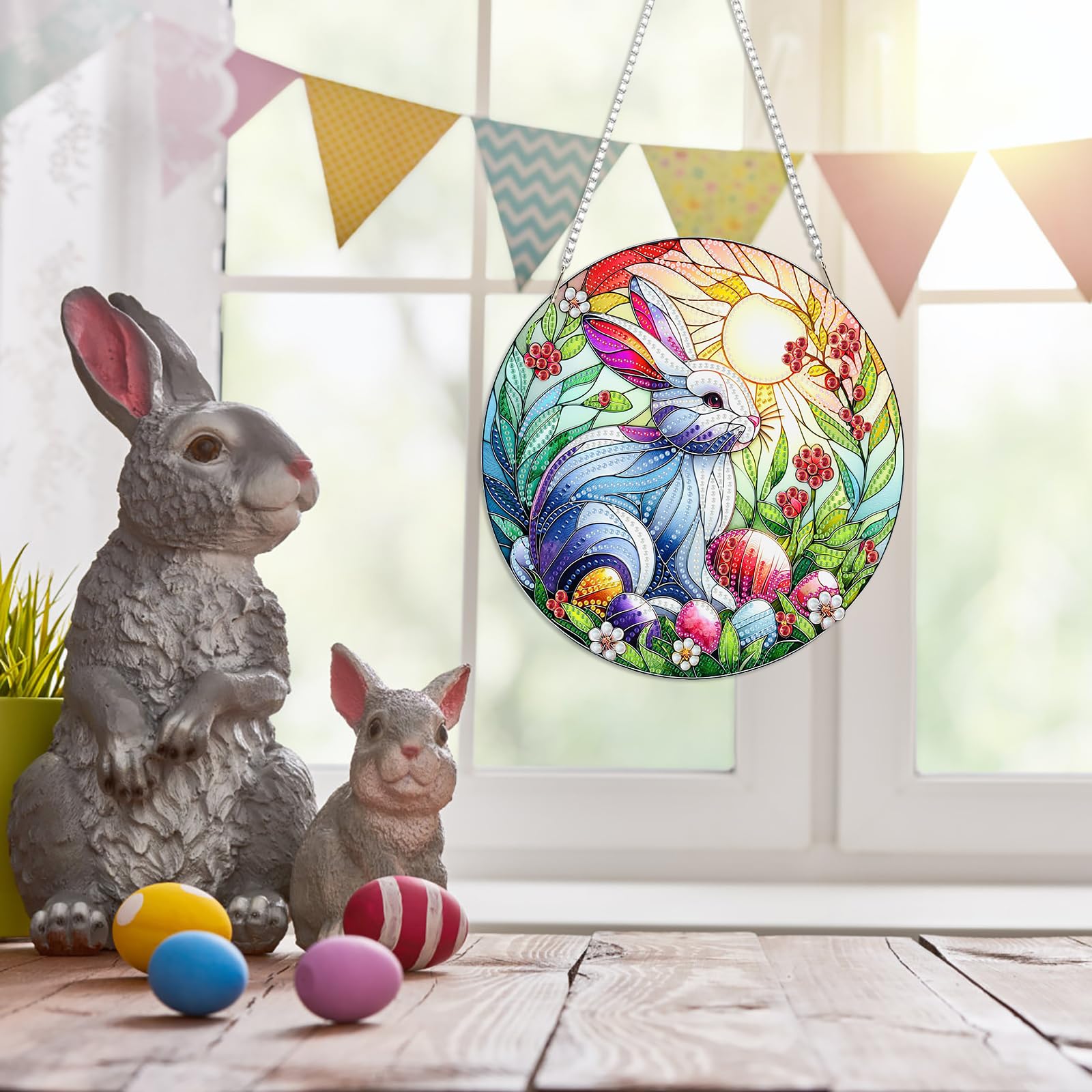 Foto 5 pulgar | Juego De Guirnaldas Con Forma De Conejito De Pascua Acrílico Con Forma De Diamante Para Pintura Artística - Ve