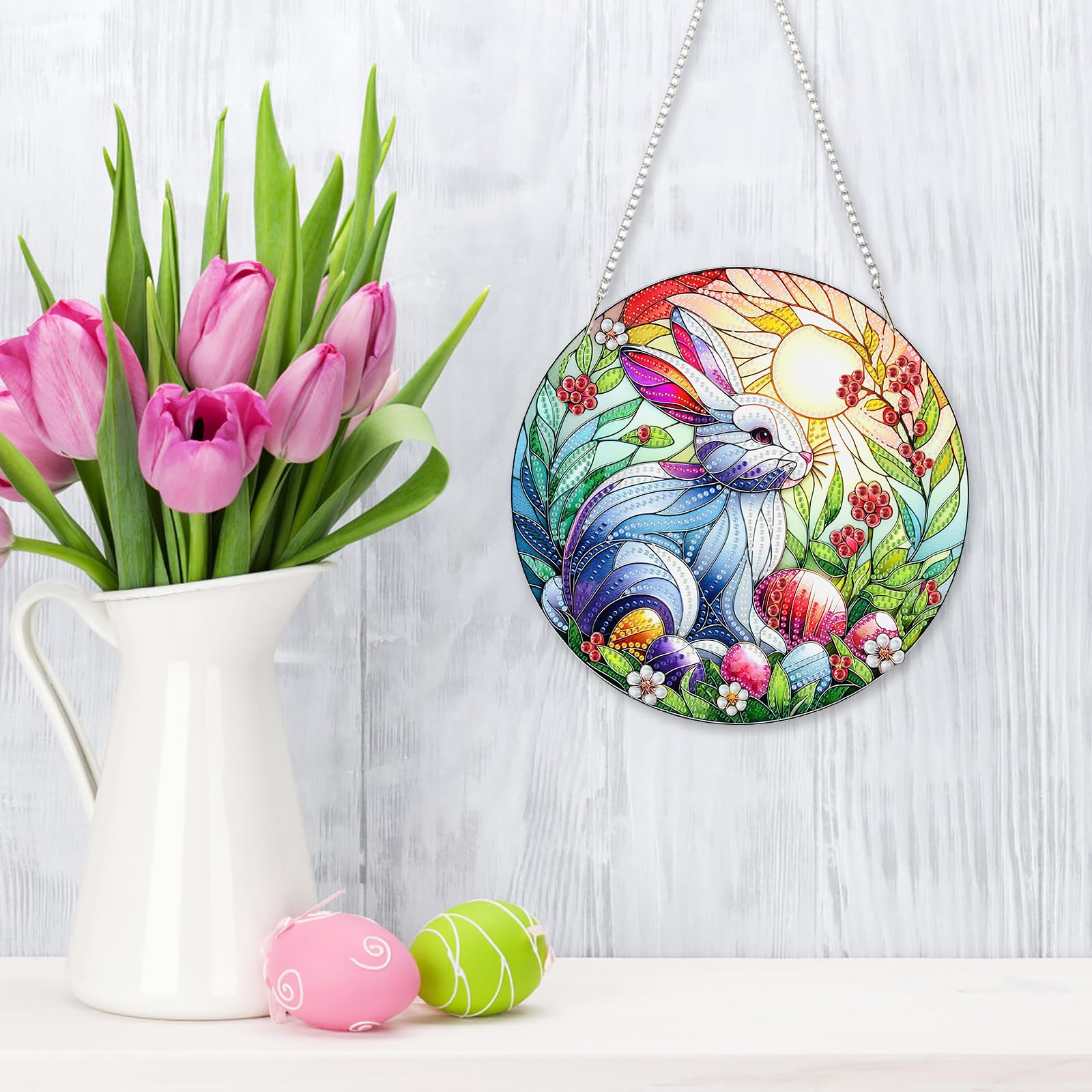 Foto 6 pulgar | Juego De Guirnaldas Con Forma De Conejito De Pascua Acrílico Con Forma De Diamante Para Pintura Artística - Ve