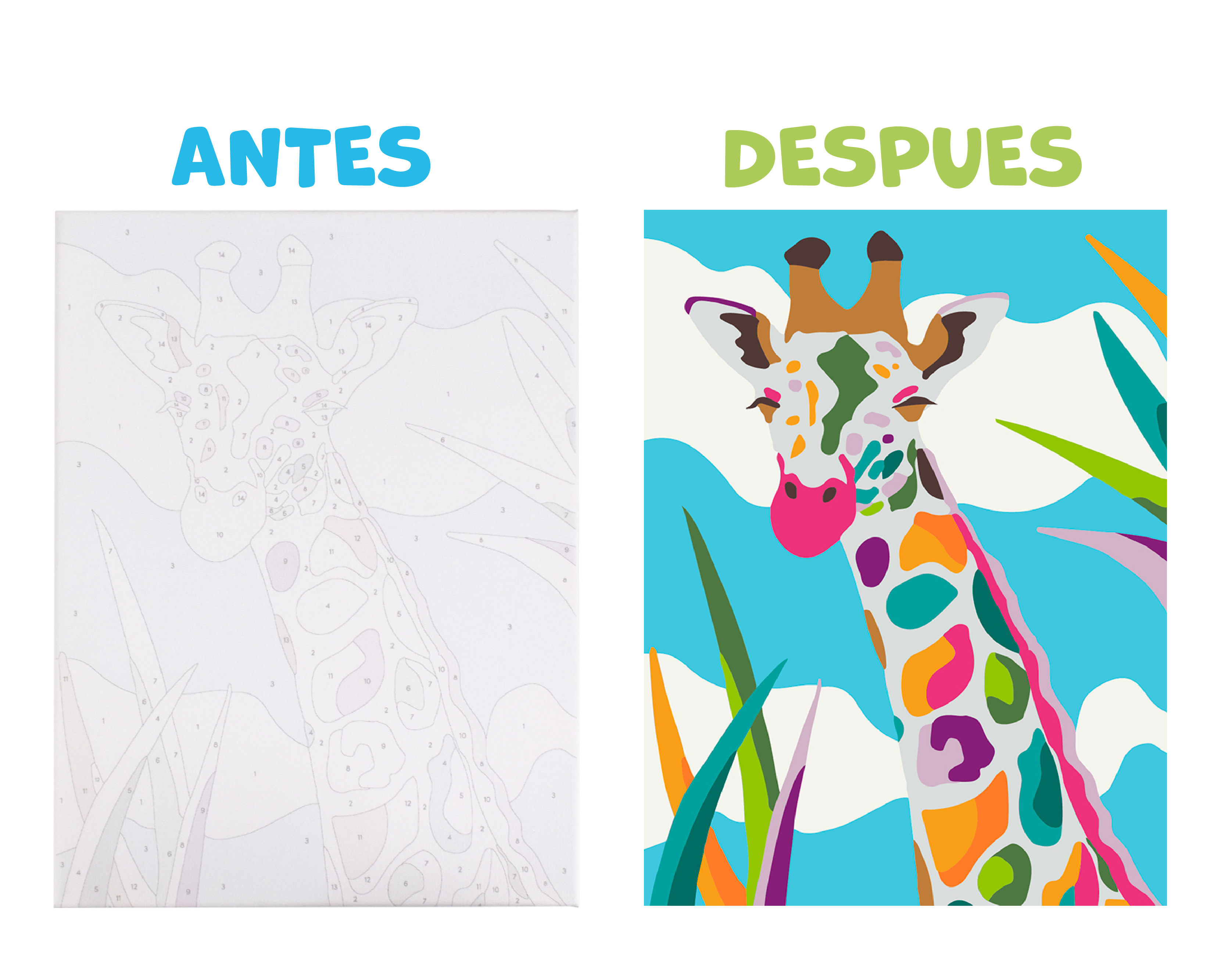 Pinta Por Número Diako Jirafa Multicolor Lienzo Y Pinturas Acrílicas