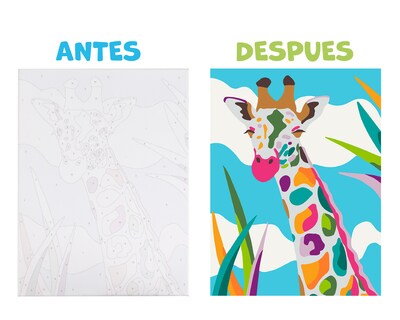 Foto 1 | Pinta Por Número Diako Jirafa Multicolor Lienzo Y Pinturas Acrílicas