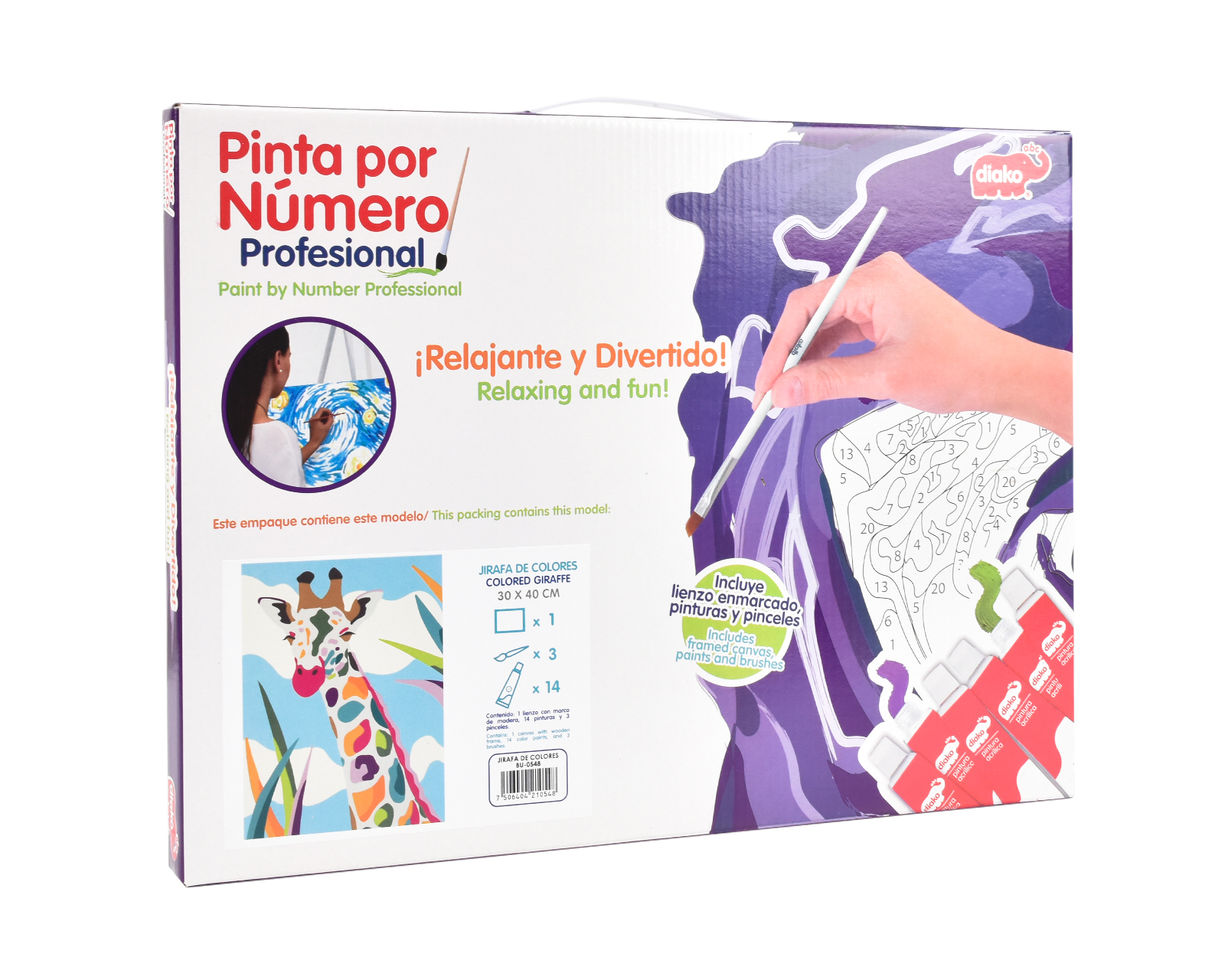 Foto 4 pulgar | Pinta Por Número Diako Jirafa Multicolor Lienzo Y Pinturas Acrílicas