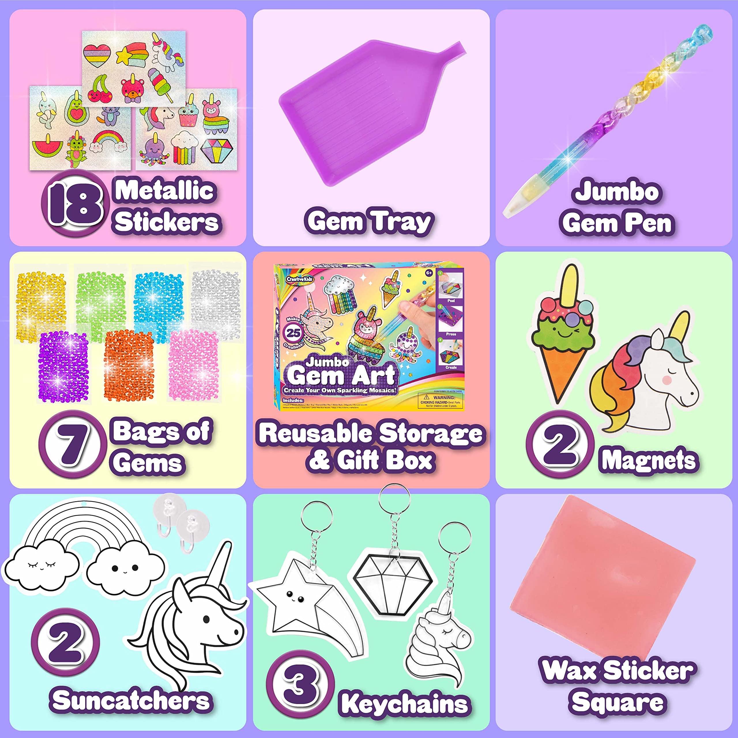 Foto 5 | Kit De Pintura Con Diamantes Creative Kids Jumbo Gem Art, Más De 1200 Unidades - Venta Internacional.