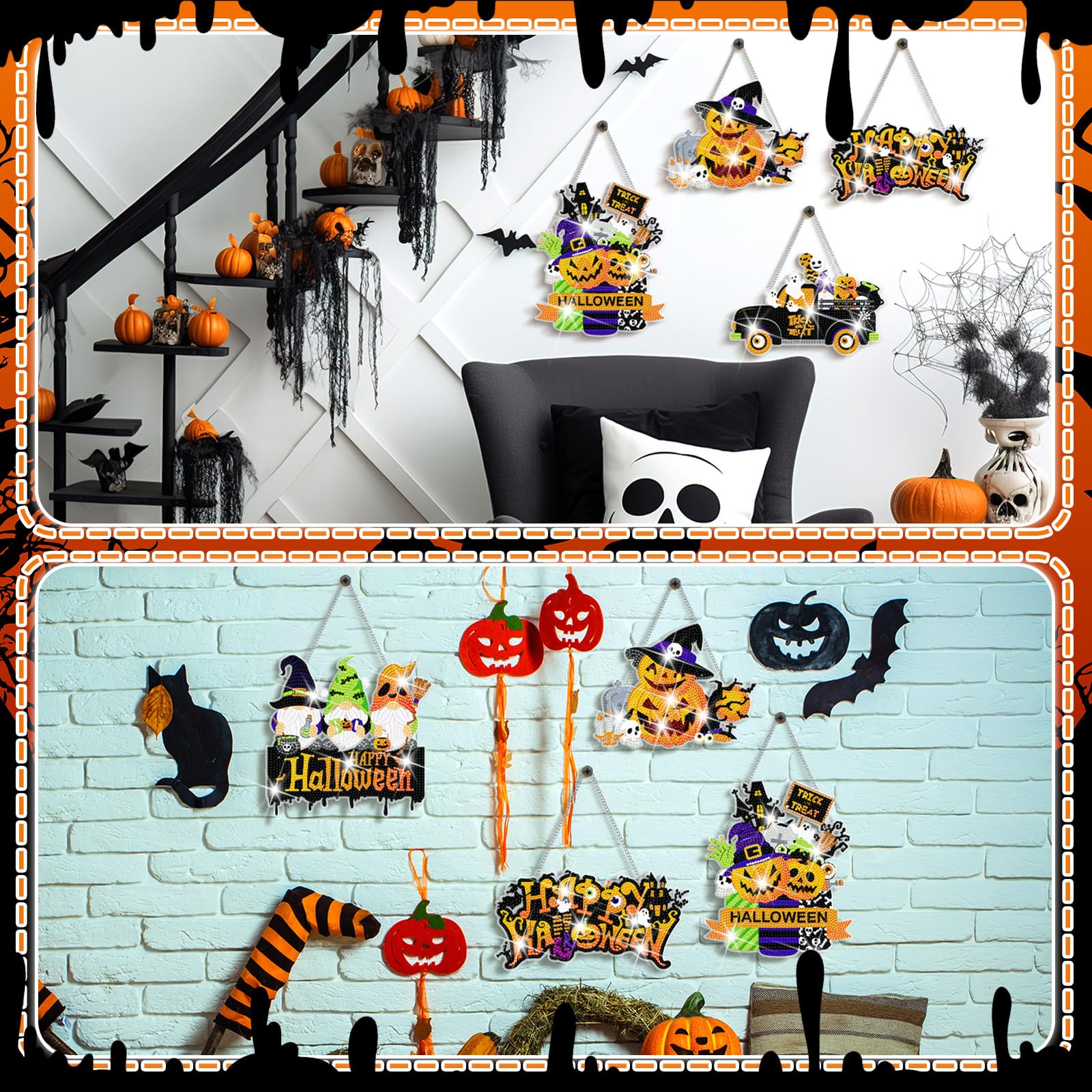 Foto 6 pulgar | Juego De Letreros Colgantes Con Pintura De Diamantes De Halloween Zonon 5d, 6 Unidades - Venta Internacional.