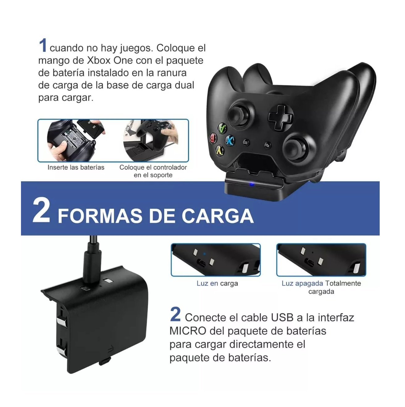 Foto 6 pulgar | Base Cargadora Doble para Controles Xbox Carga y Juega color Negro
