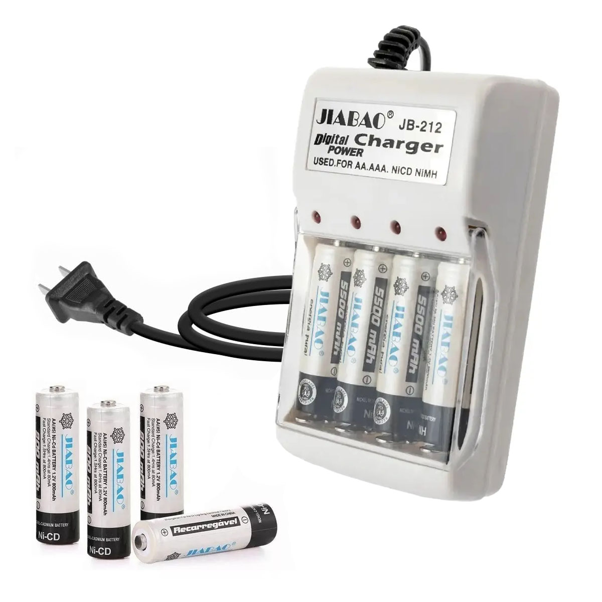 Foto 1 | Cargador De Pilas Para Baterias Aa Y Aaa + 4 Pilas Aa Recargables