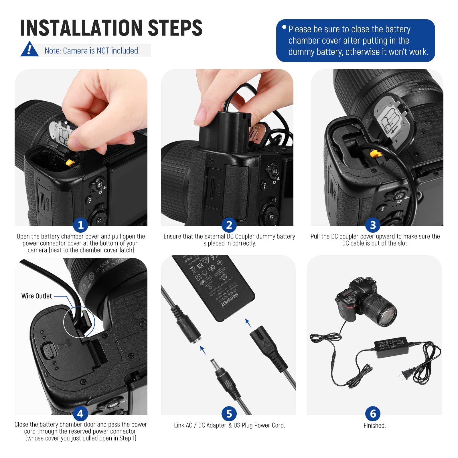 Foto 4 pulgar | Batería Ficticia Con Adaptador De Corriente Acoplador Ac/dc Para Nikon Z5-z7 - Venta Internacional.