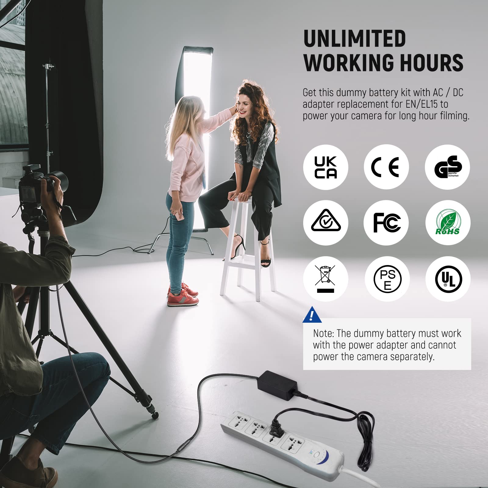 Foto 7 pulgar | Batería Ficticia Con Adaptador De Corriente Acoplador Ac/dc Para Nikon Z5-z7 - Venta Internacional.